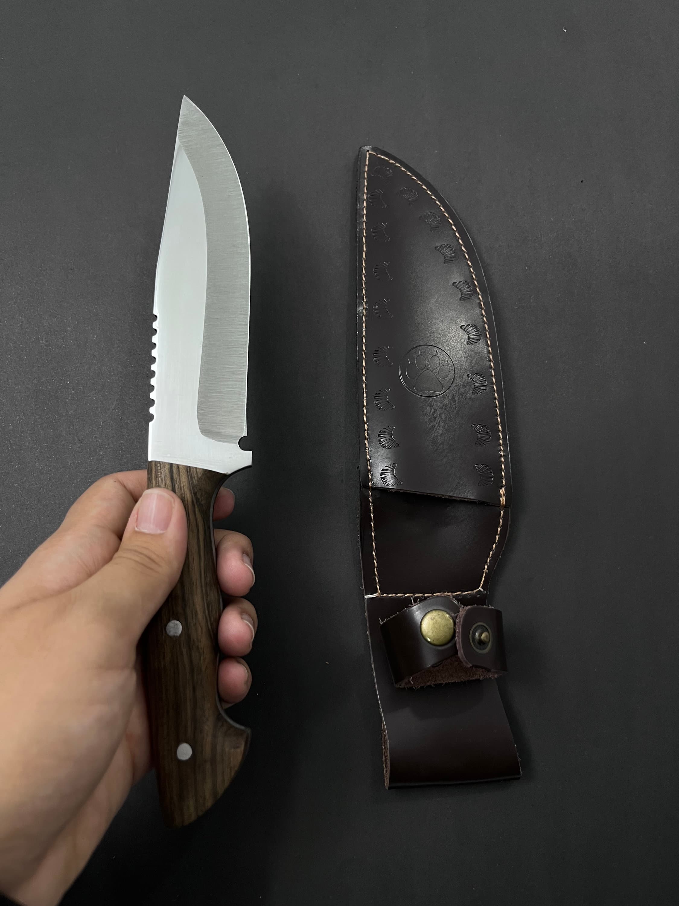 Handmade 10" Bushcraft Knife: Walnut Handle, 4116 Stainless Steel Hunter Gift - image 5