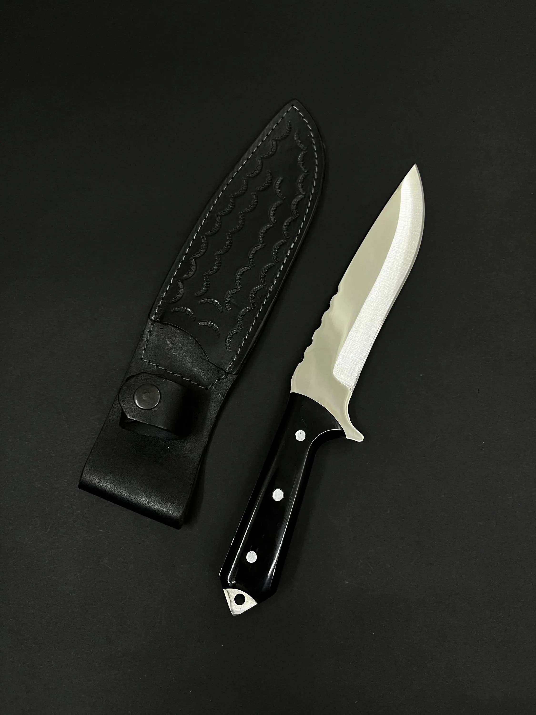Personalized Hunting Knife: 4116 Stainless Steel, Black Micarta Handle - image 5