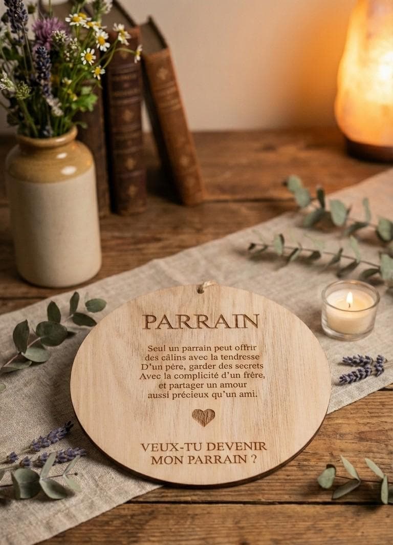 Demande Parrain Marraine en Bois Gravé - Annonce Grossesse Originale - - image 4