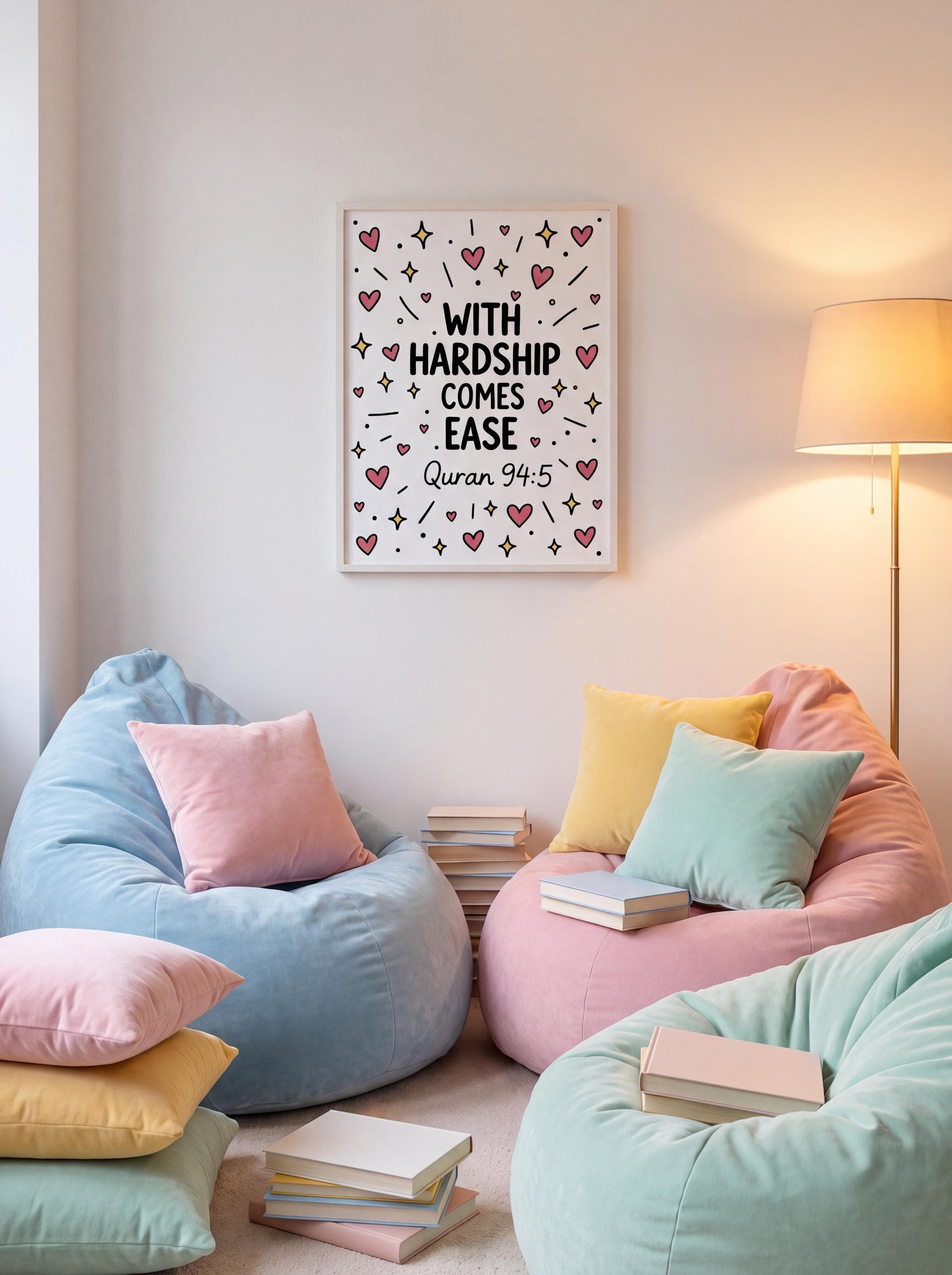 With Hardship Comes Ease Poster, Quran 94:5 Islamic Quote Heart Wall Art - image 5