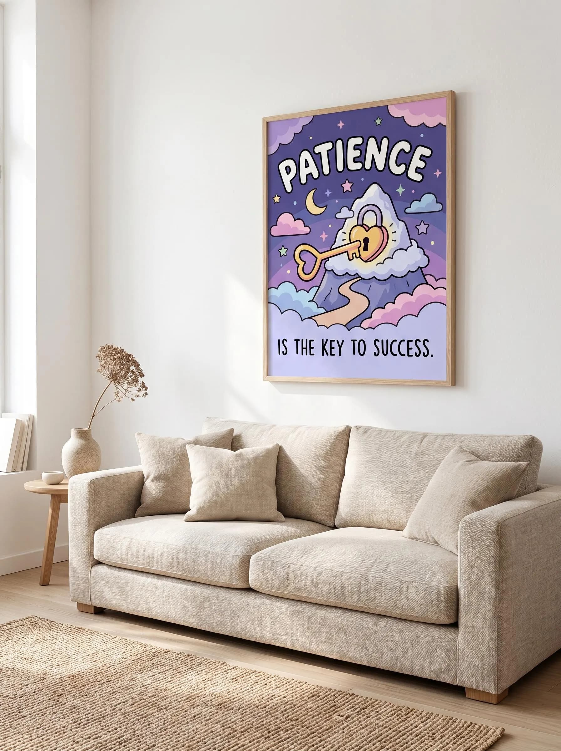 Patience Is the Key Poster, Islamic Sabr Wall Art, Motivational Muslim Print (Pastel Dorm Decor) - image 4