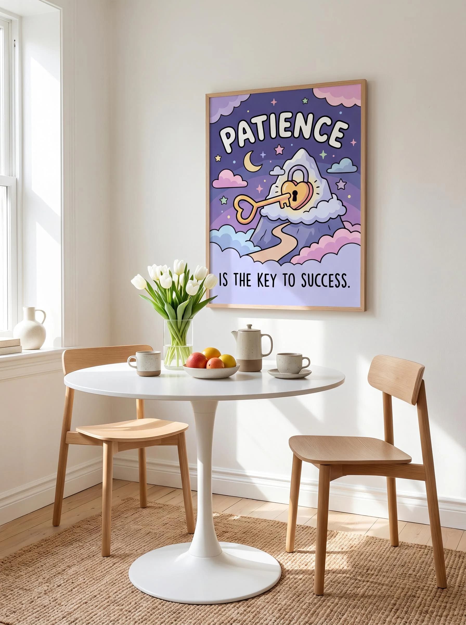 Patience Is the Key Poster, Islamic Sabr Wall Art, Motivational Muslim Print (Pastel Dorm Decor) - image 2