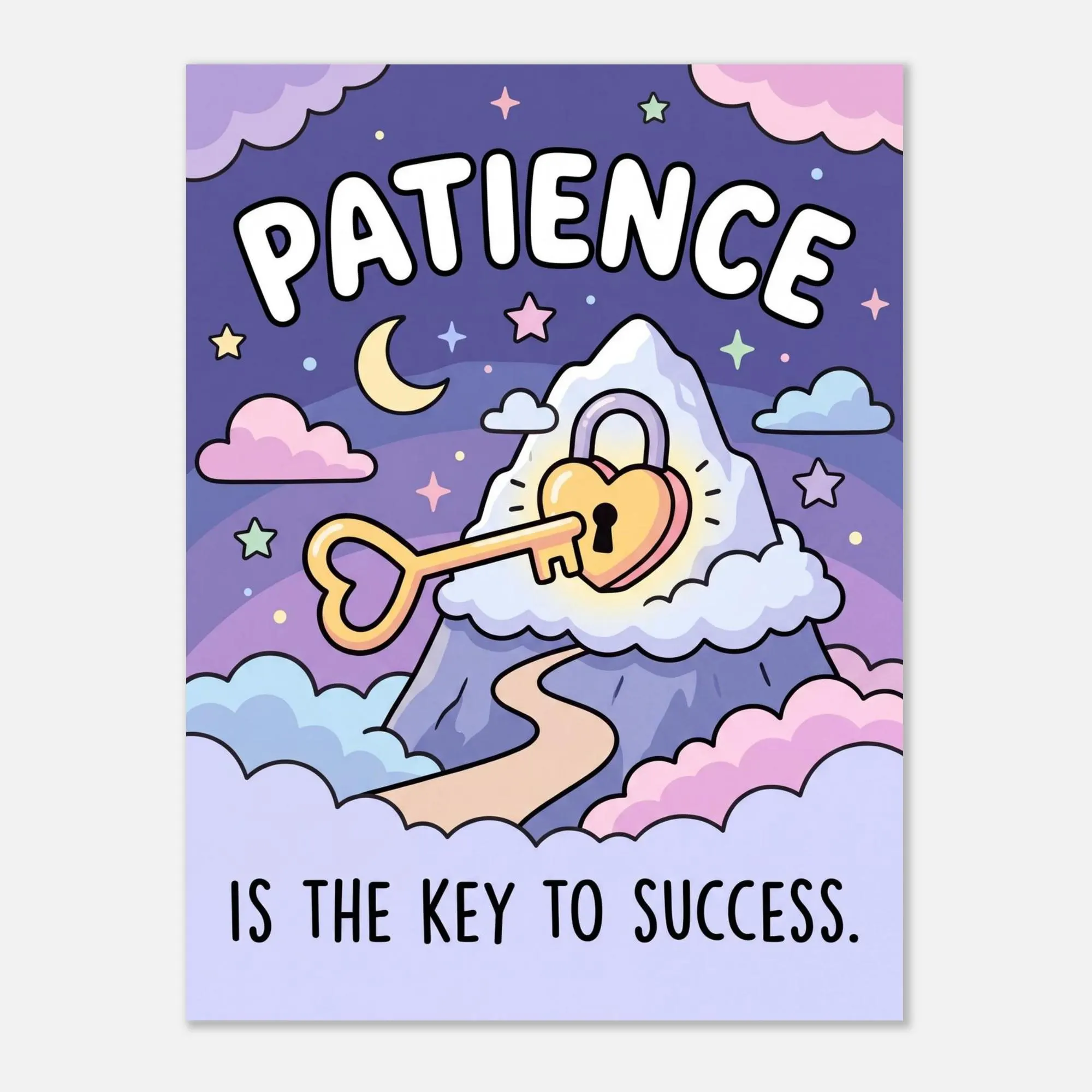 Patience Is the Key Poster, Islamic Sabr Wall Art, Motivational Muslim Print (Pastel Dorm Decor)