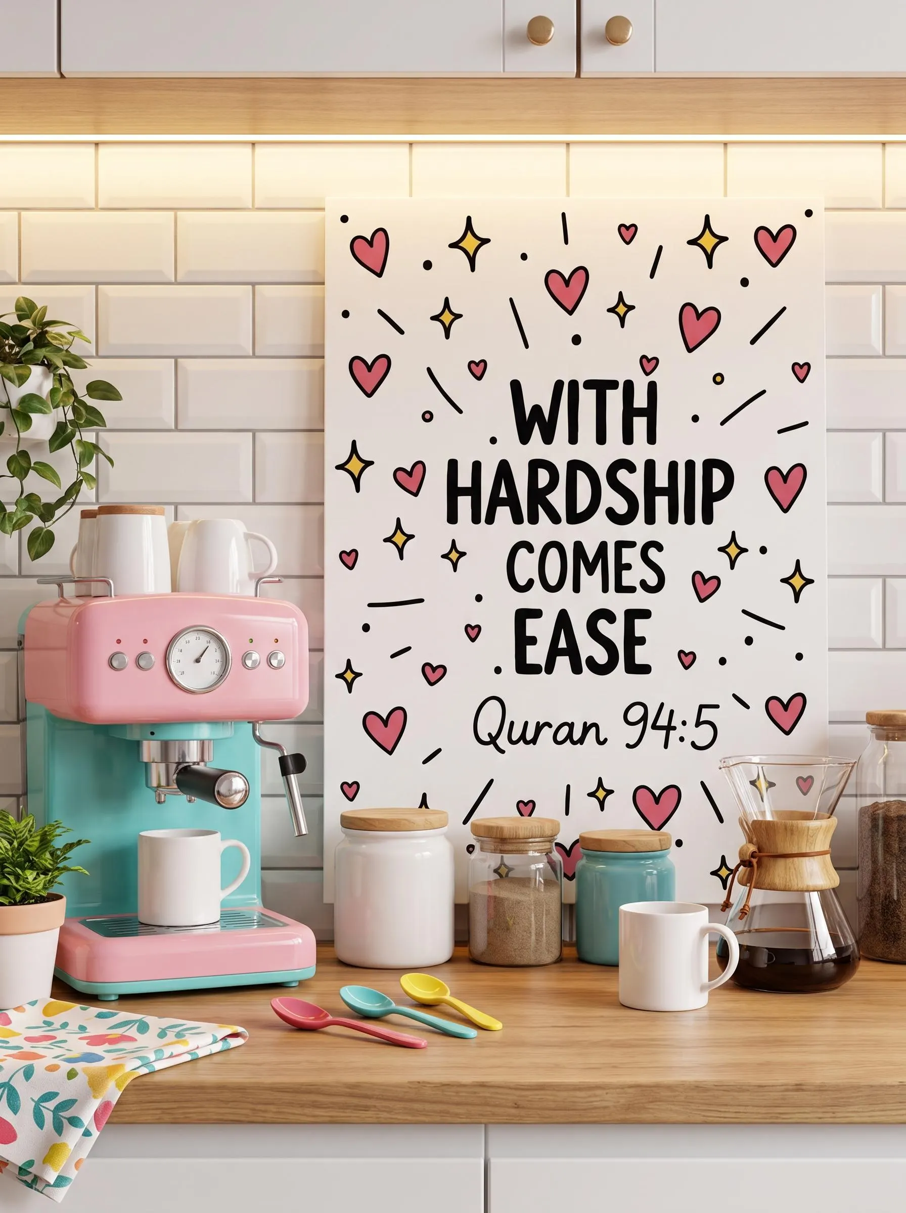 With Hardship Comes Ease Poster, Quran 94:5 Islamic Quote Heart Wall Art - image 3