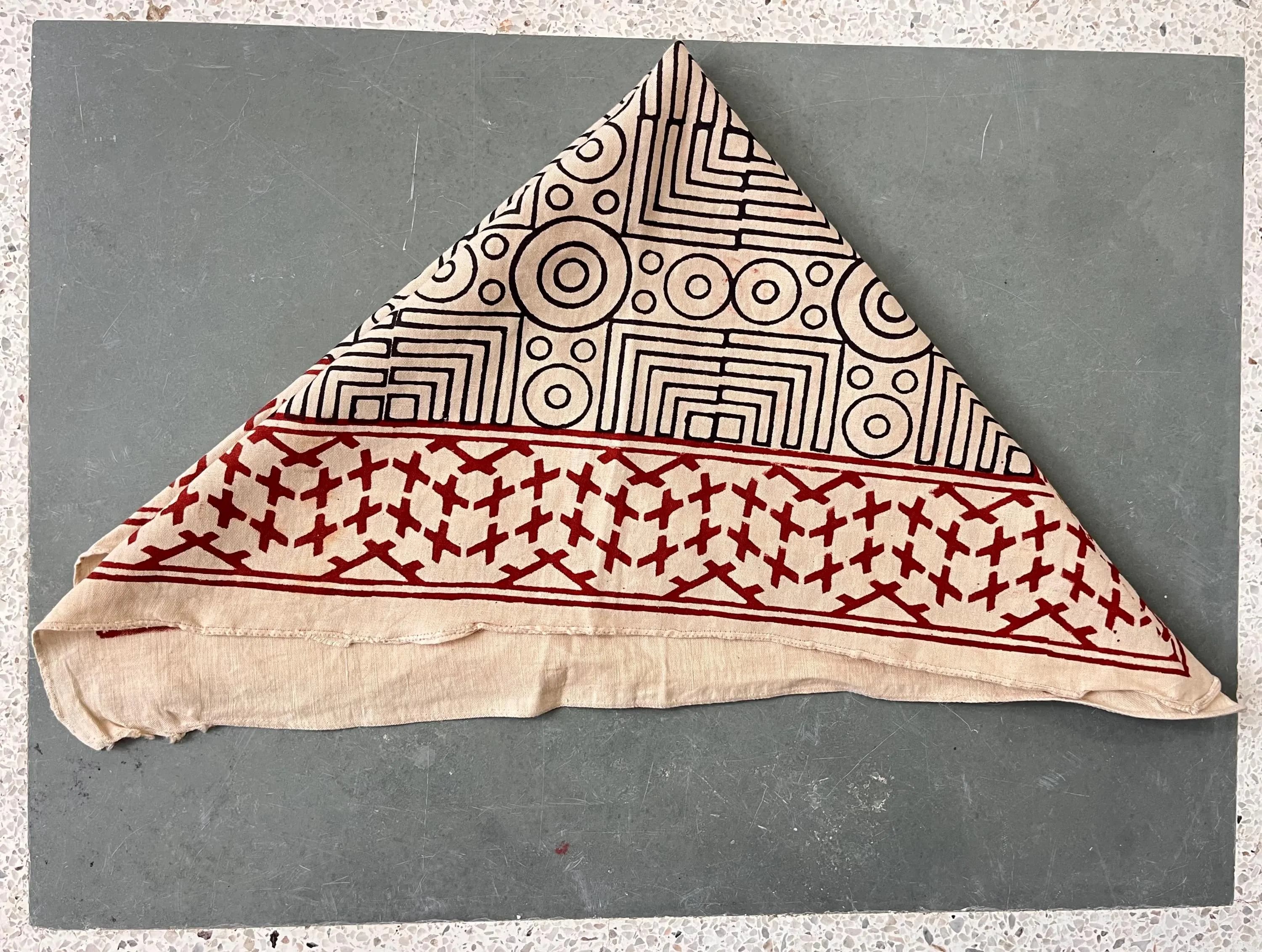 Hand Block Printed Linen Bandana, Natural Dye Head Scarf - image 5