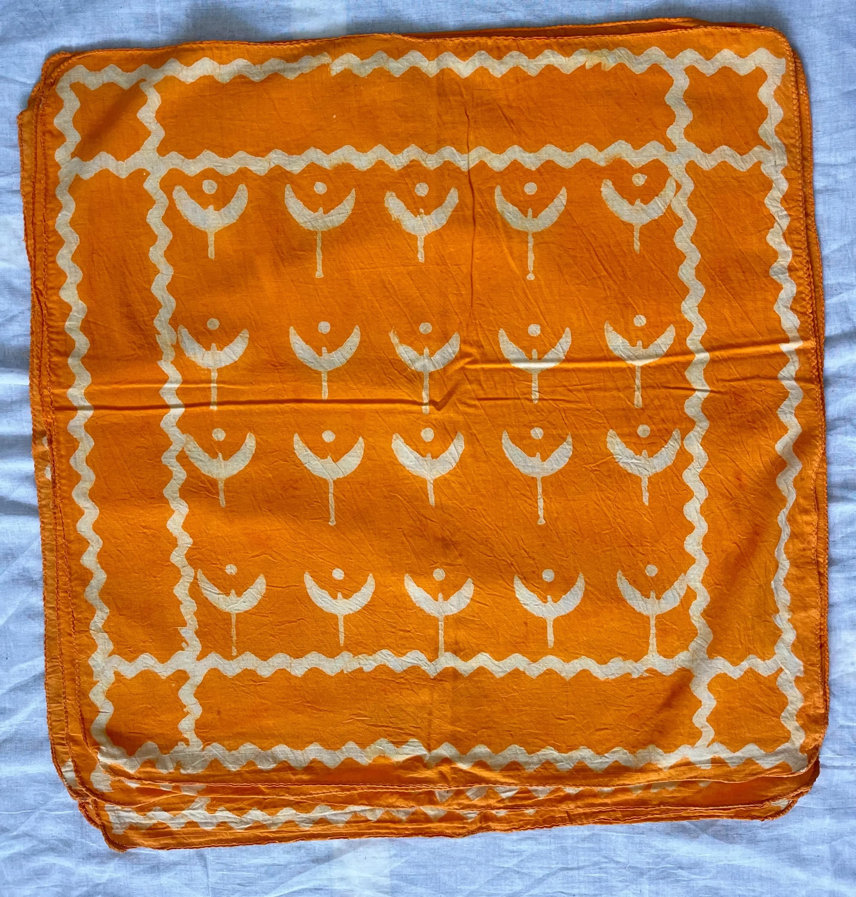 Set of 5 Hand-Printed Cotton Bandanas, Natural Dye Necktie - image 4
