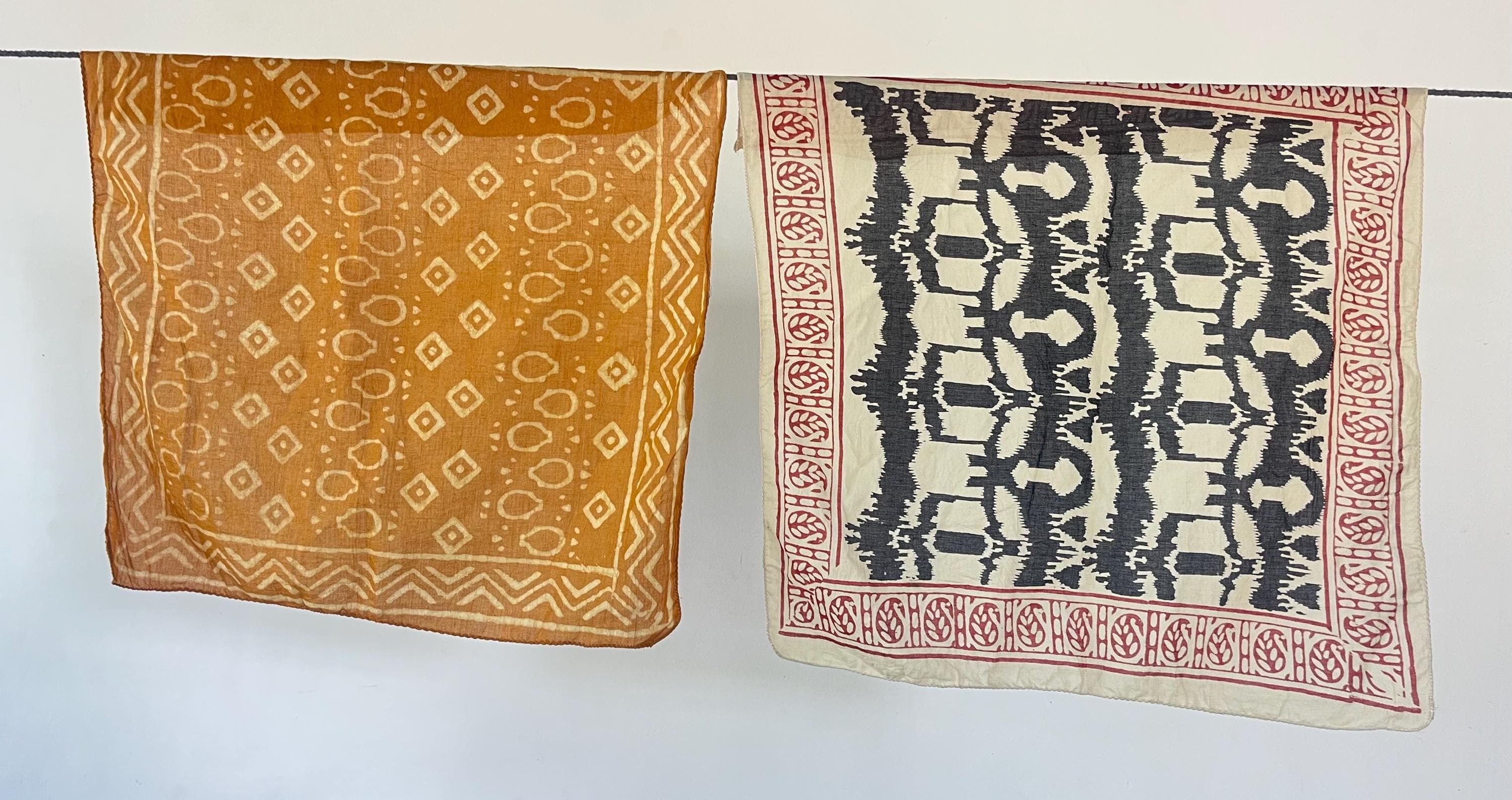 Set of 10 Hand-Printed Bandanas, Natural Dye Cotton Necktie - image 5