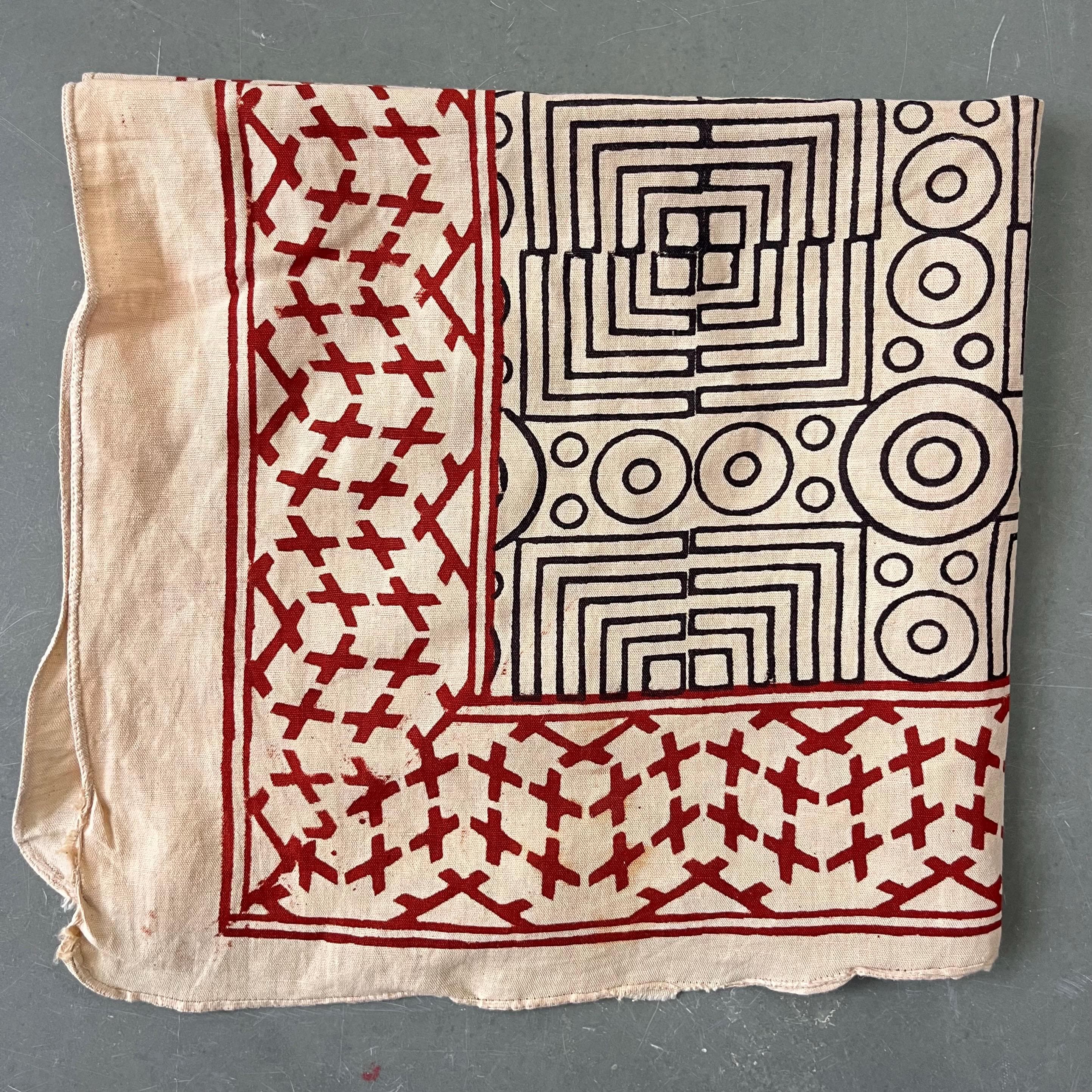 Hand Block Printed Linen Bandana, Natural Dye Head Scarf - image 4