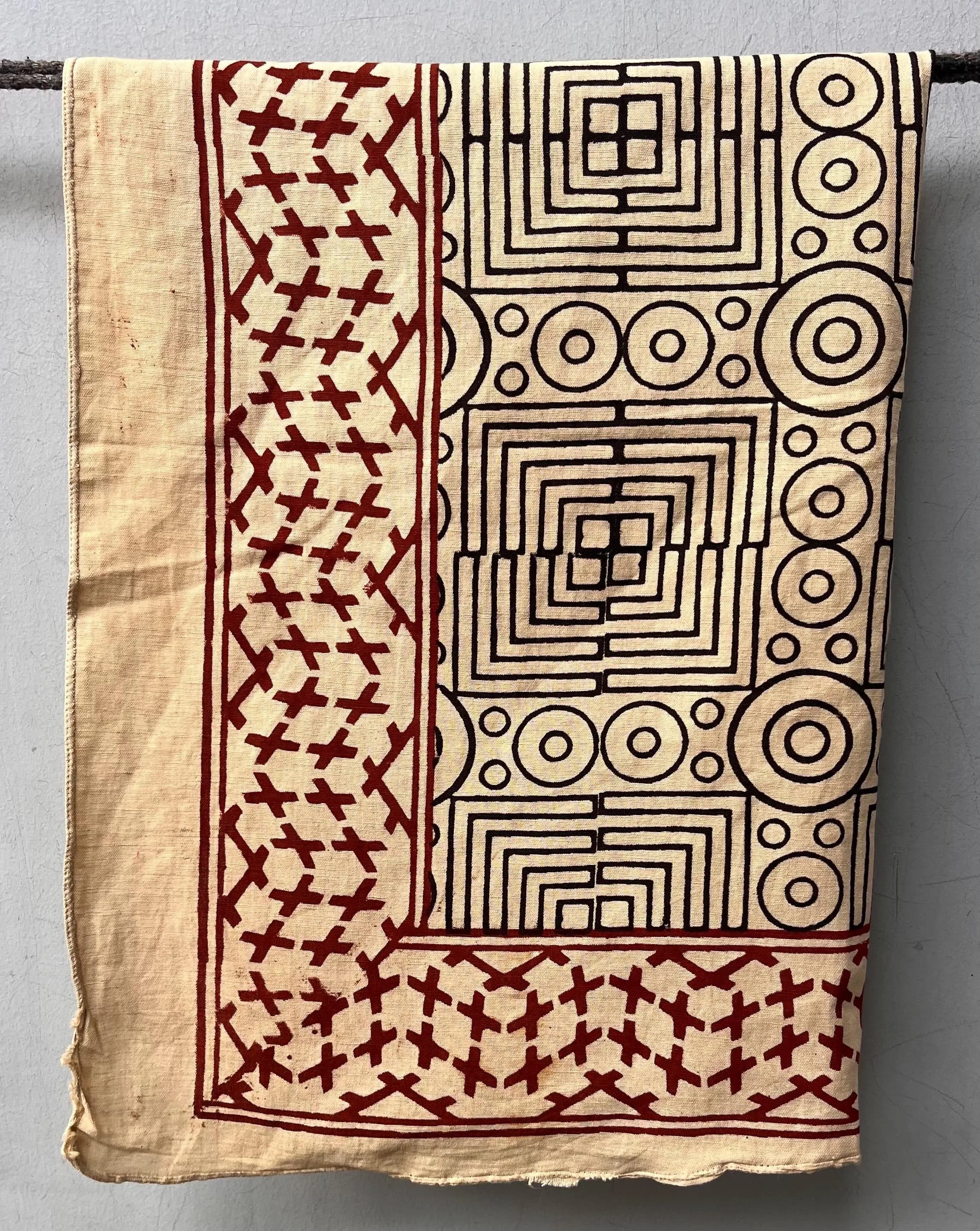 Hand Block Printed Linen Bandana, Natural Dye Head Scarf - image 3