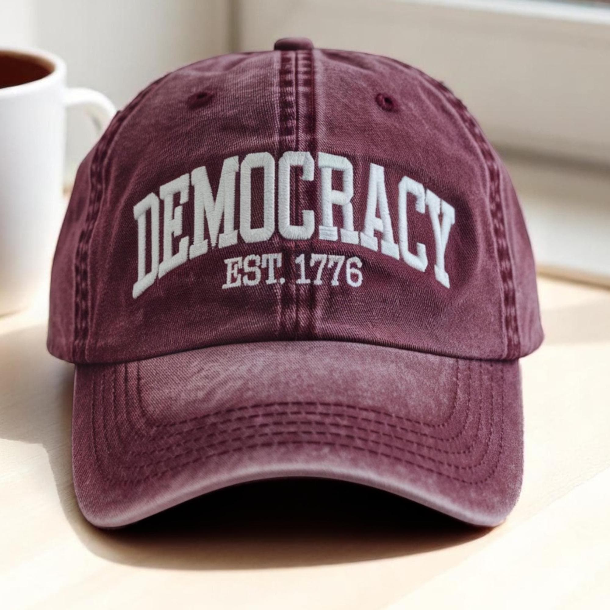 Embroidered Democracy Est 1776 Hat, Political Sarcastic Cap - image 3