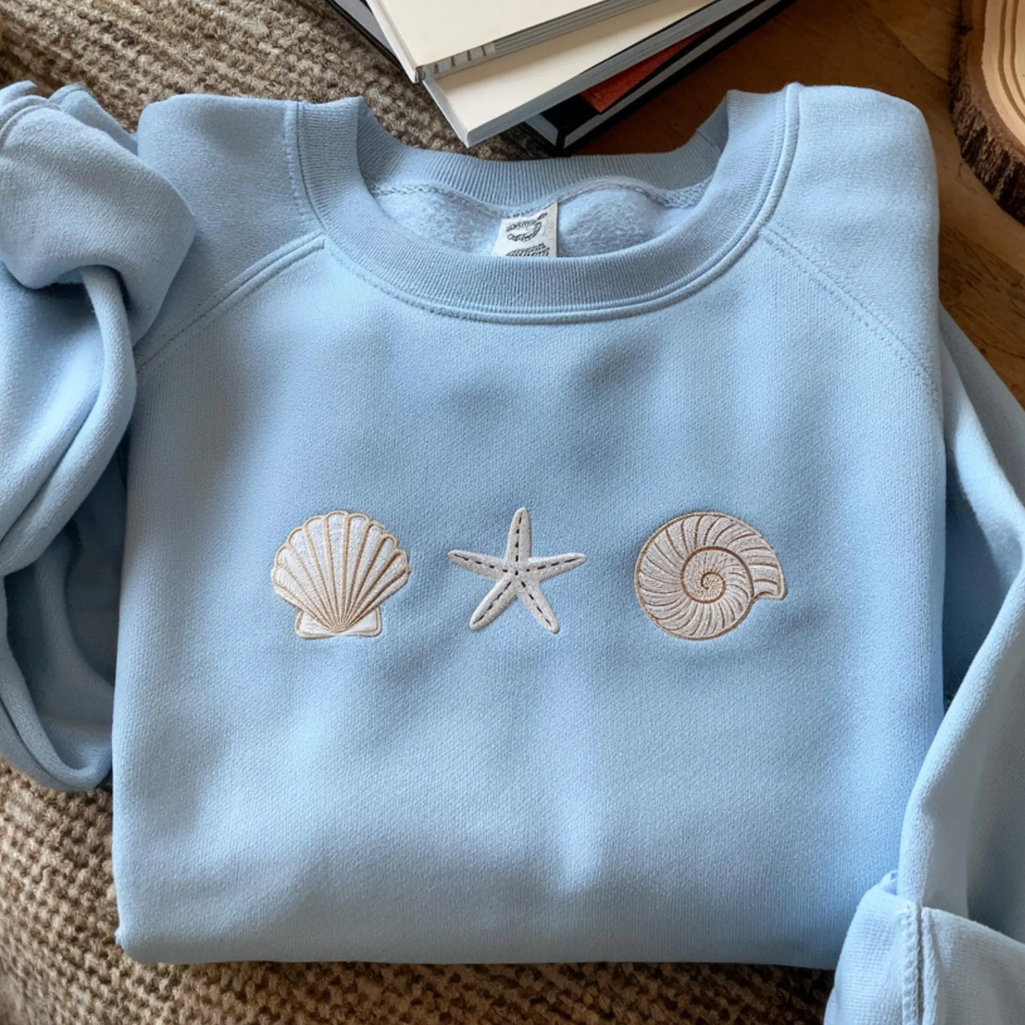 Seashell Embroidered Sweatshirt, Beach Lover Gift - image 3