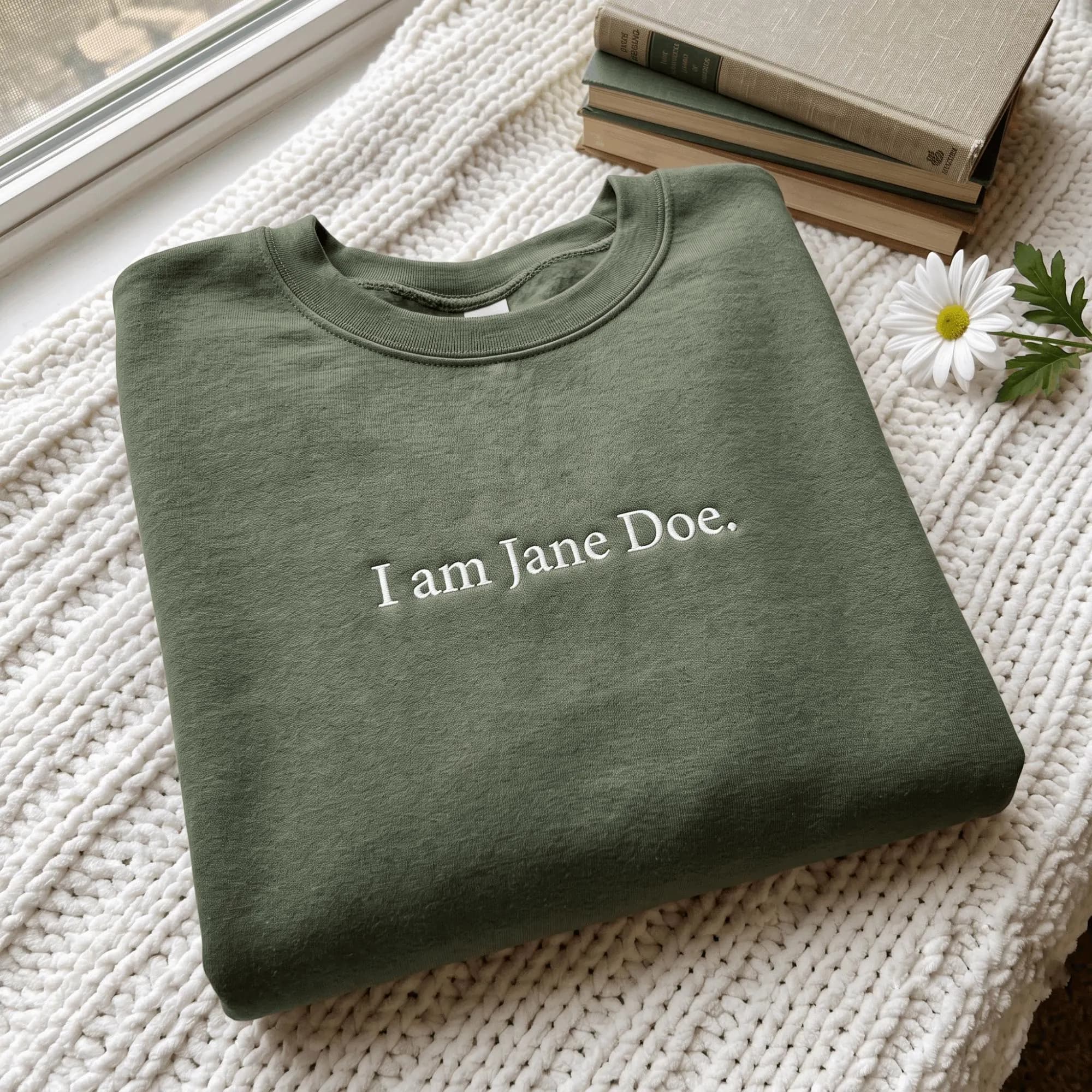 Embroidered I Am Jane Doe Sweatshirt, Feminist Survivor Solidarity Shirt (65% Cotton) - image 4