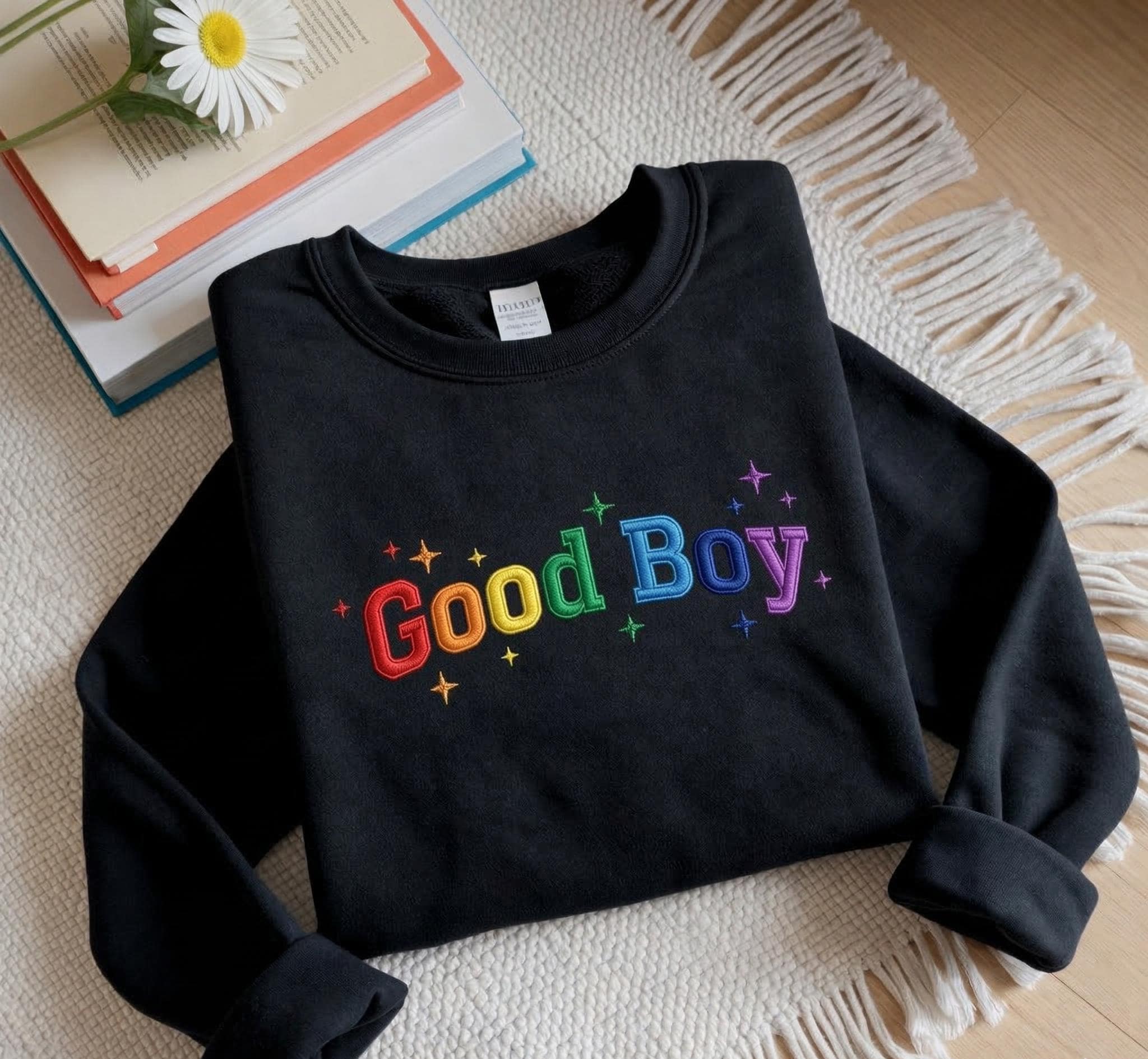 Embroidered Good Boy Corduroy Sweatshirt/ shirt - image 4