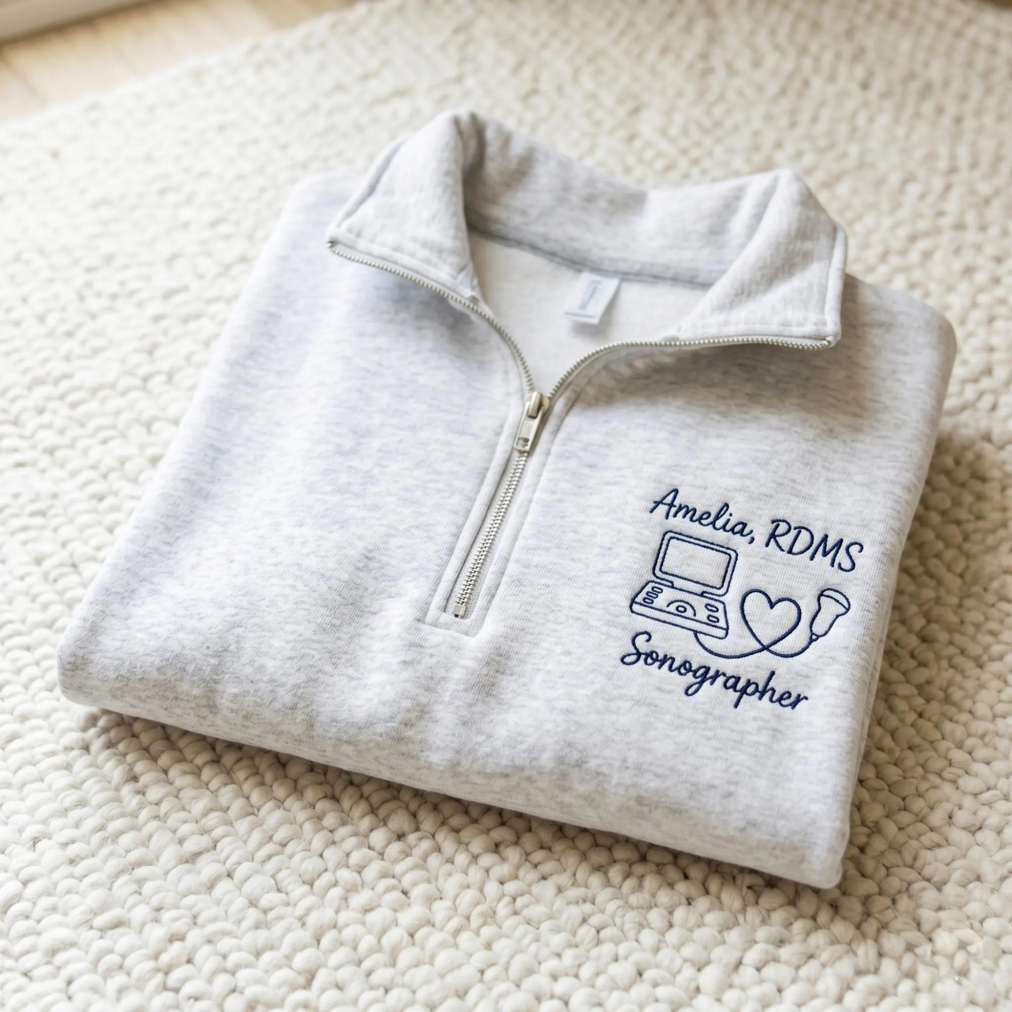 Personalized Embroidered Sonographer Quarter Zip Sweatshirt, Ultrasound Tech RDMS Gift - image 4