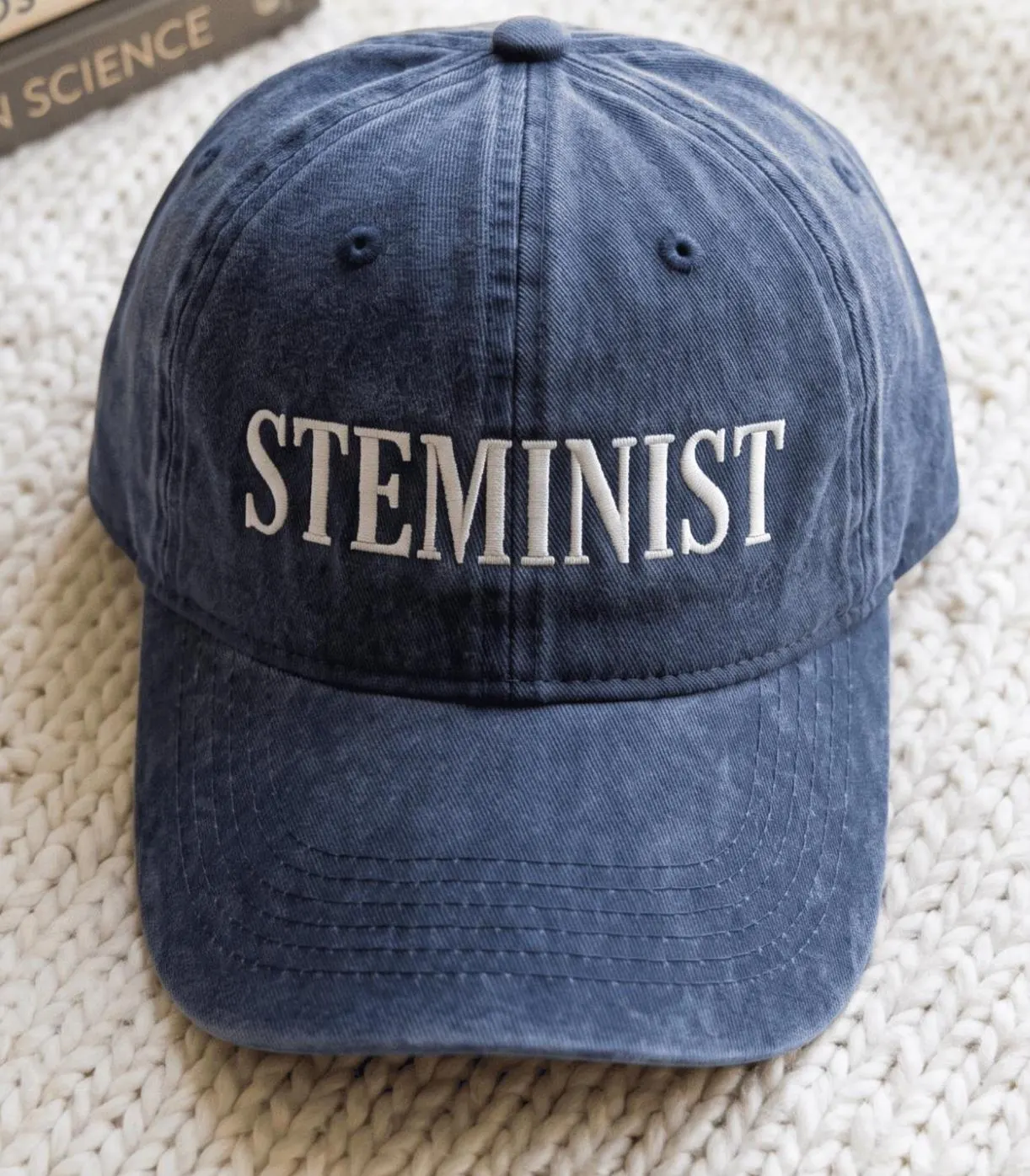 Embroidered Steminist Hat, Women in Science Cap, PhD Graduation Gift - image 3