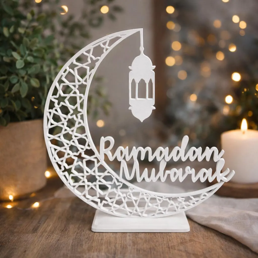 Ramadan Mubarak Table Decoration | Islamic Crescent Moon Centerpiece | Eid Ramadan Decor | 3D Printed Ramadan Gift | Muslim Home Decor - image 4