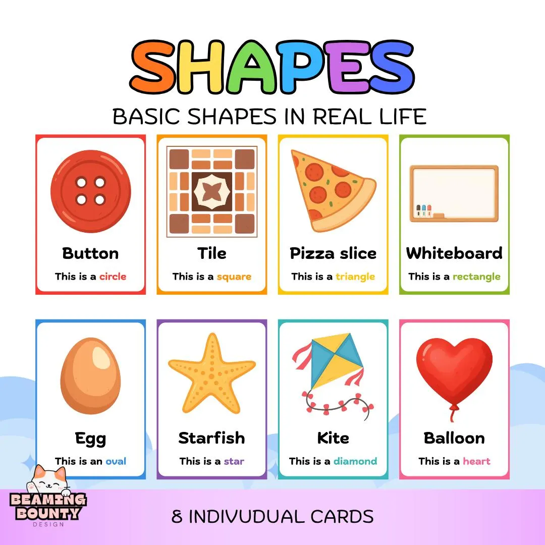 Printable Shapes Flashcards for Kids | 32 Basic & Advanced Shape Cards | Real Life Shape Examples | Preschool Learning | PDF PNG - image 5
