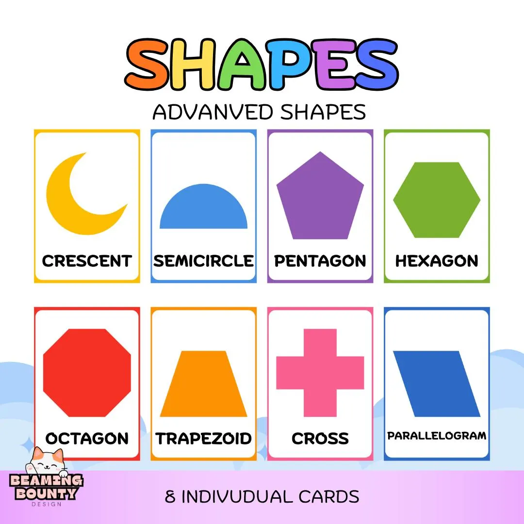 Printable Shapes Flashcards for Kids | 32 Basic & Advanced Shape Cards | Real Life Shape Examples | Preschool Learning | PDF PNG - image 4