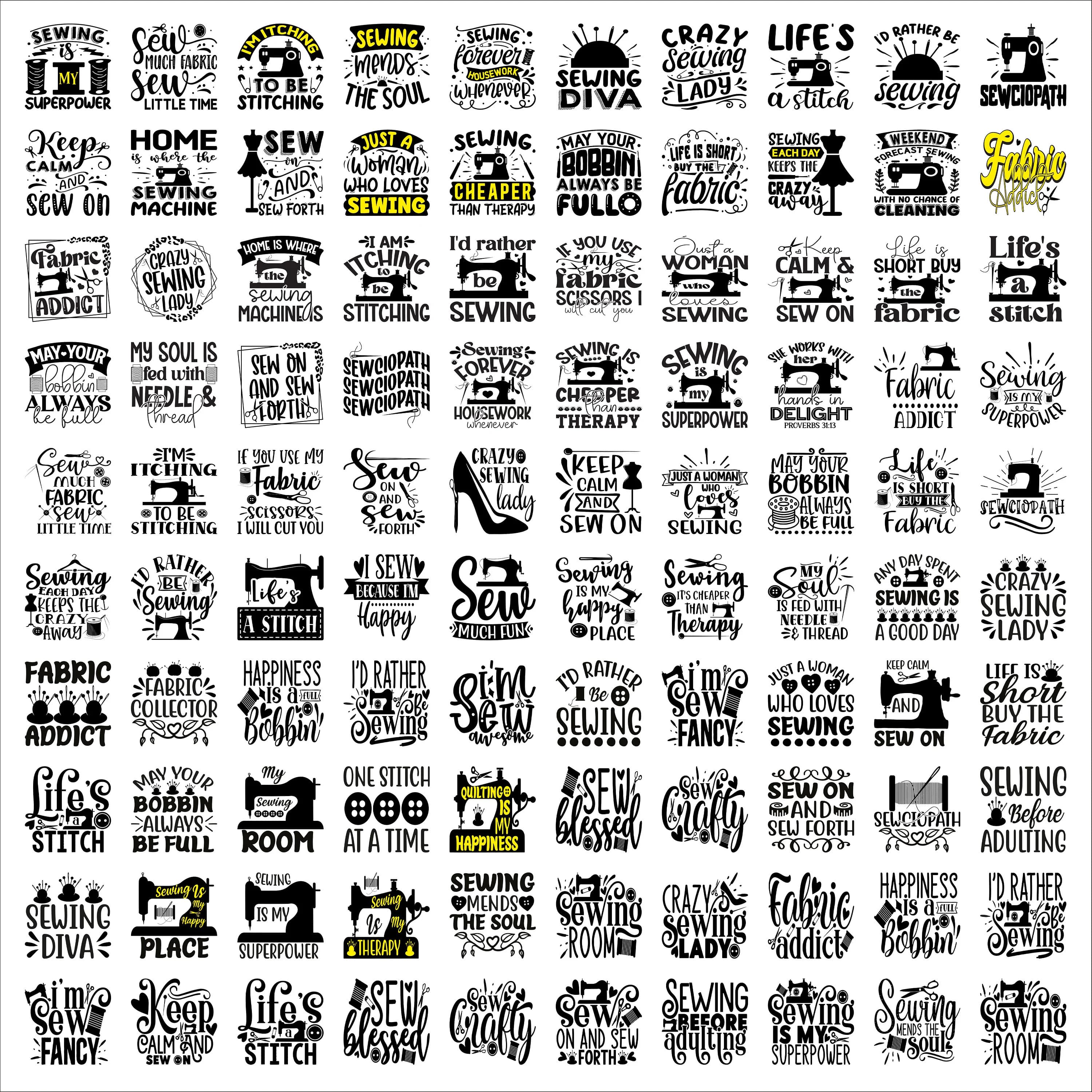 Sewing SVG Bundle, SVG files for cricut, Instant download, 100 Sewing graphics, Sewing PNG, Sewing quotes, Sewing Inspiration - image 3
