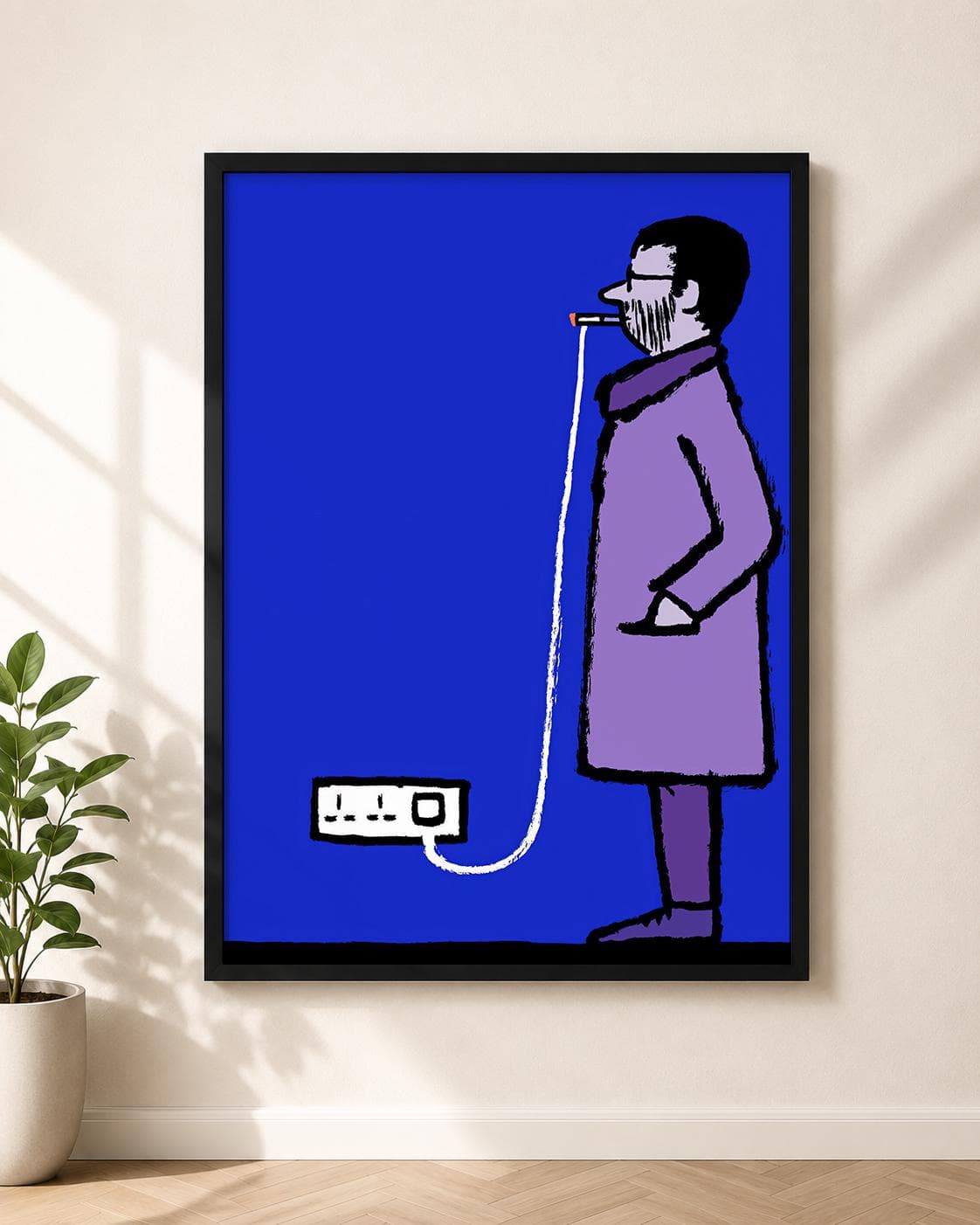 Jean Jullien - Smoke Print, Funny Smoking Addiction Poster, Surreal Cigarette Illustration, Minimalist Contemporary Wall Art, Humor Decor