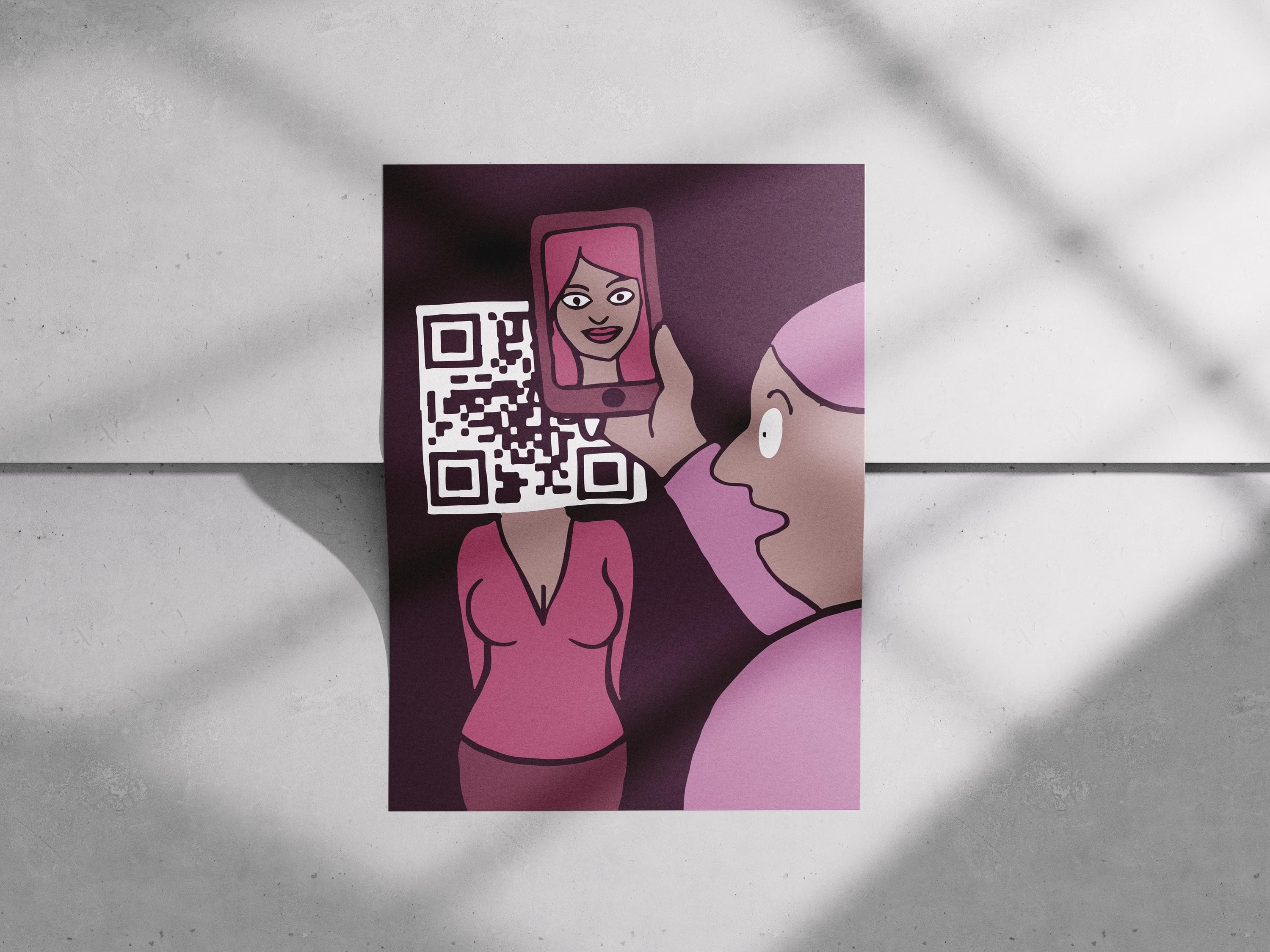 Jean Jullien - QR Code Identity Illustration Print, Digital Age Satire Wall Art, Modern Technology Poster, Digital Download, Gift Idea - image 2