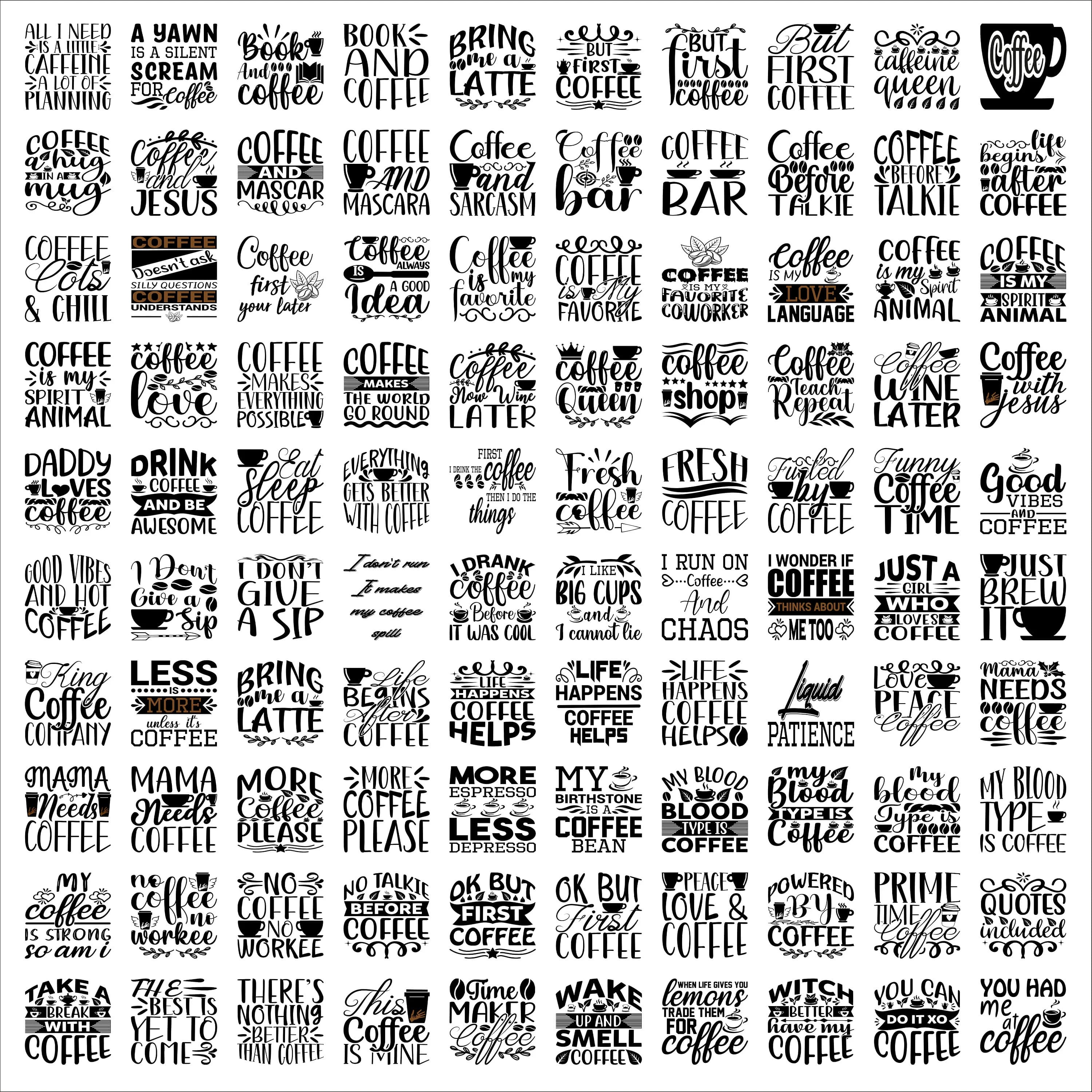 Coffee SVG Bundle, SVG Files for cricut, Digital download, Coffee PNG, 100 Coffee graphics, Cricut cutting files, Coffee Jpg, Coffee Lover - image 3