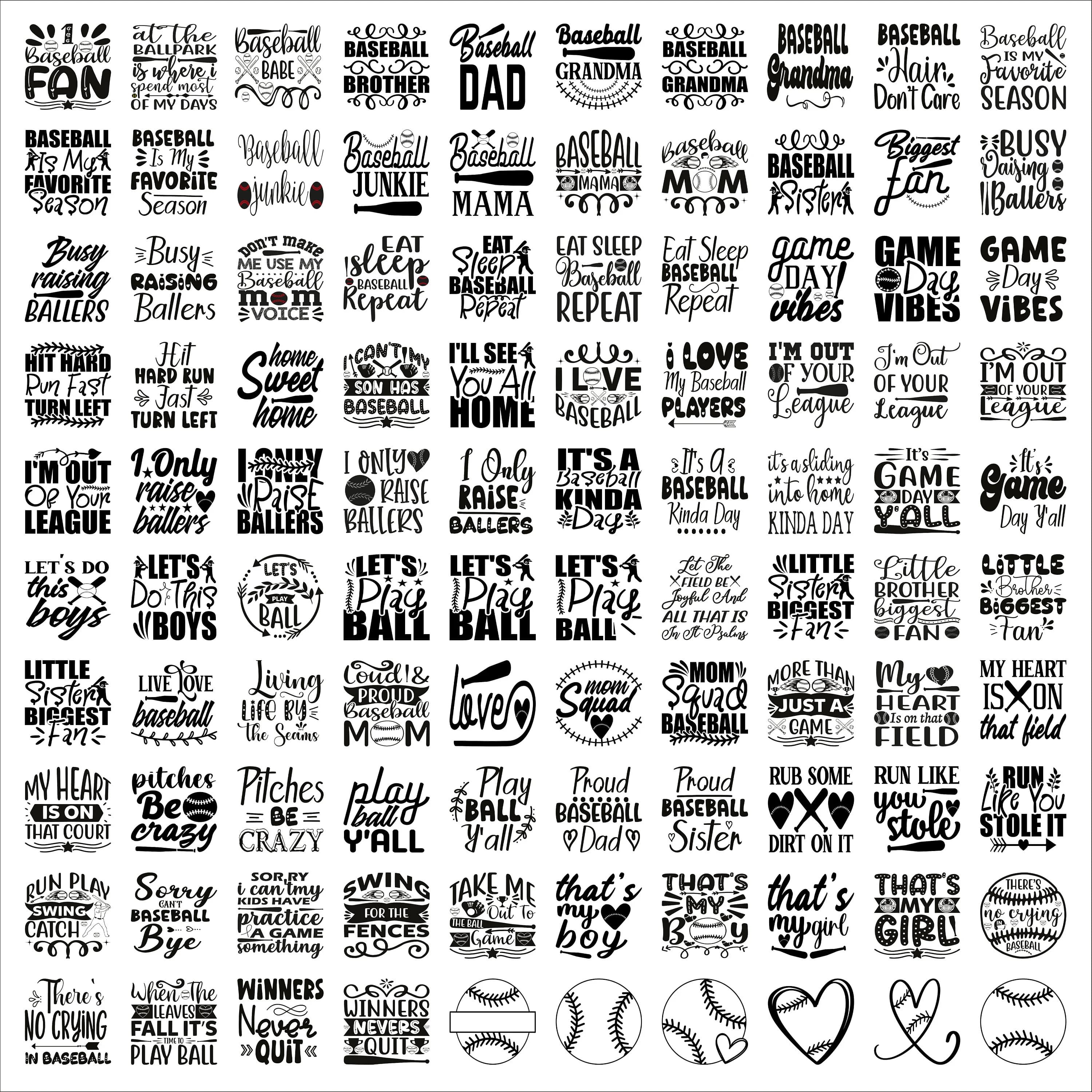 Baseball SVG Bundle, SVG Files for cricut, Digital Download, Baseball quotes, Cricut cutting files, 100 Baseball graphics, Baseball PNG - image 3