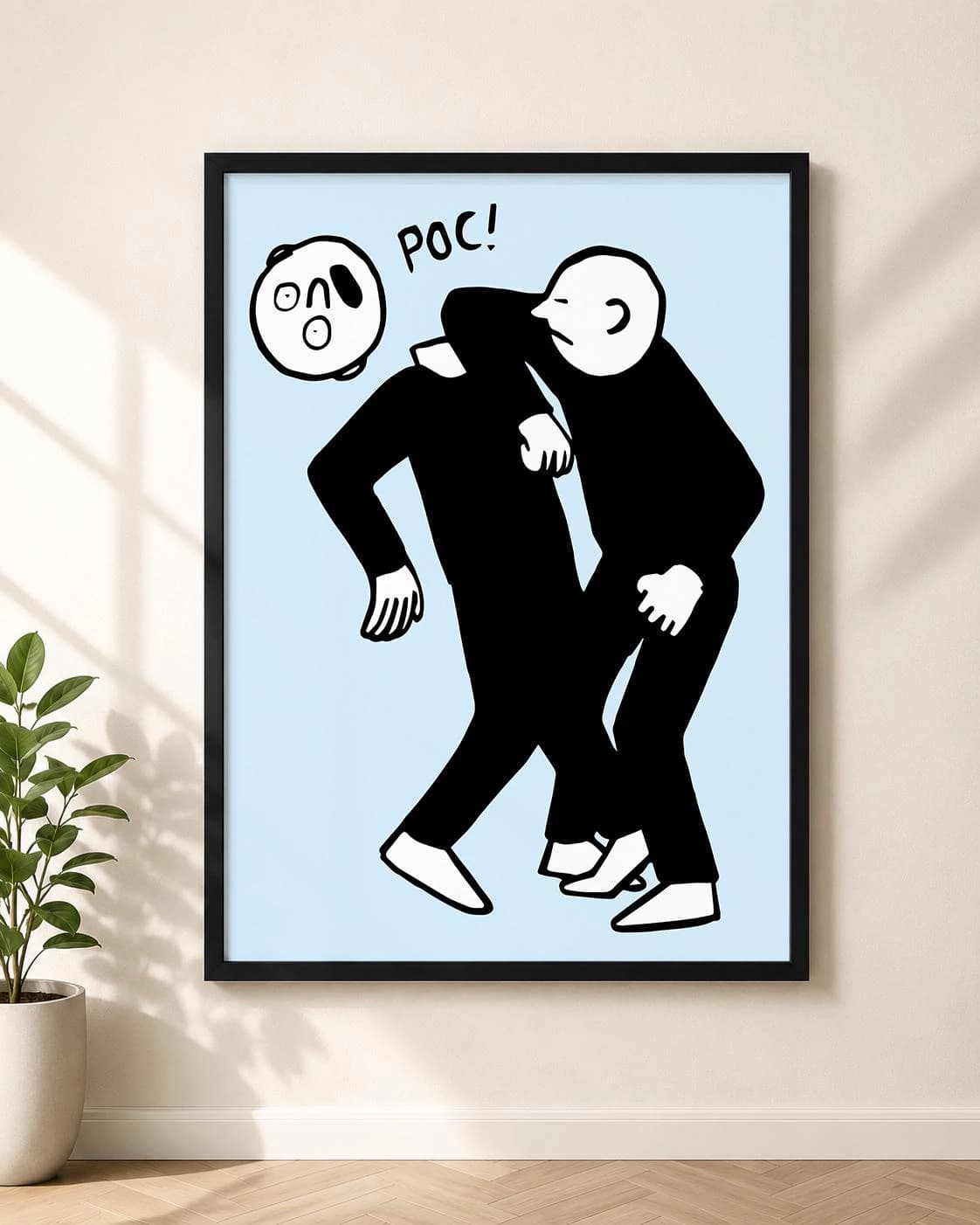 Jean Jullien - Poc Print, Humorous Office Accident Poster, Funny Workplace Wall Art, Minimalist Character Illustration, Contemporary Decor