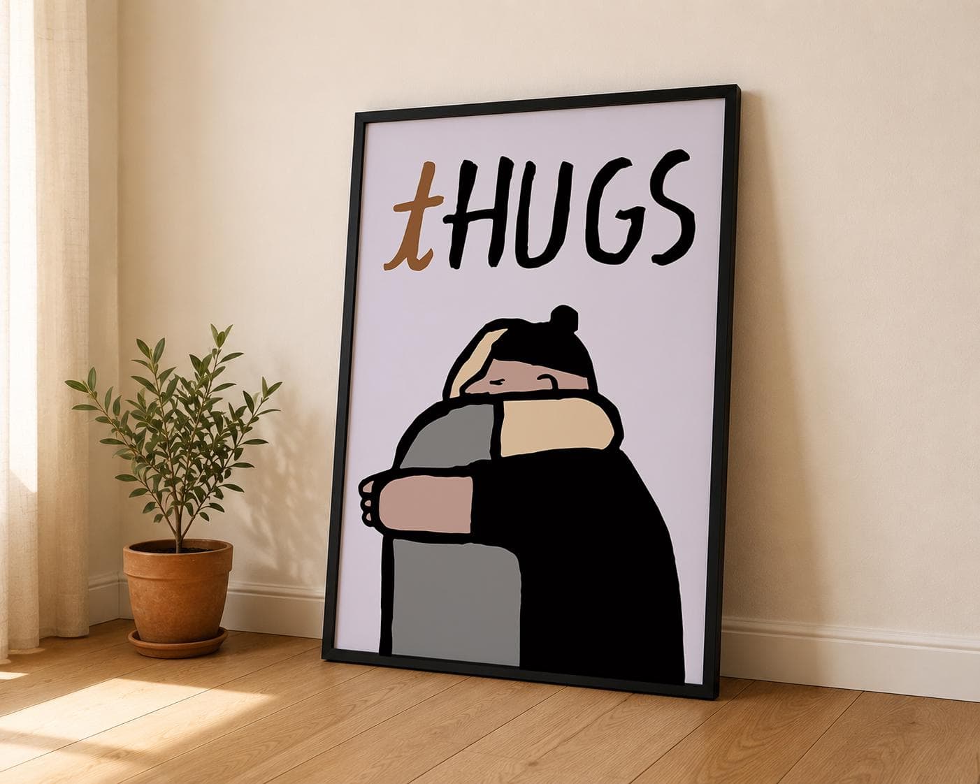 Jean Jullien - Thugs Print, Funny Friendship Hug Illustration Poster, Minimalist Contemporary Wall Art, Quirky Artwork, Modern Decor - image 3