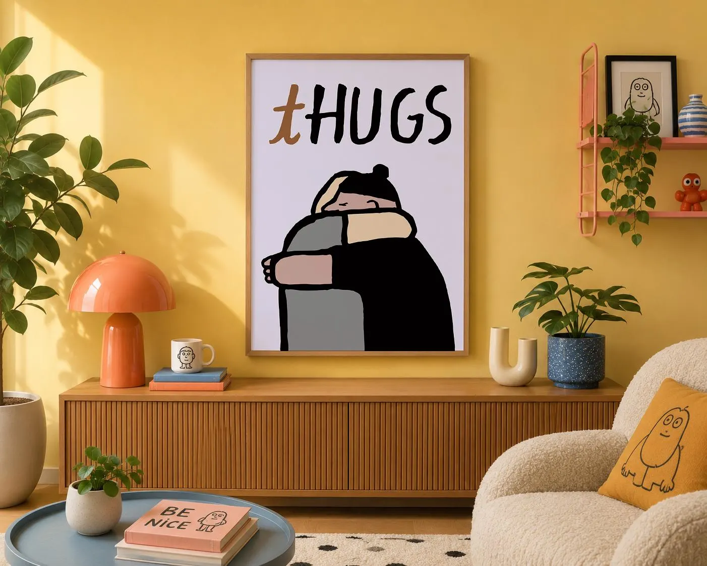 Jean Jullien - Thugs Print, Funny Friendship Hug Illustration Poster, Minimalist Contemporary Wall Art, Quirky Artwork, Modern Decor - image 4
