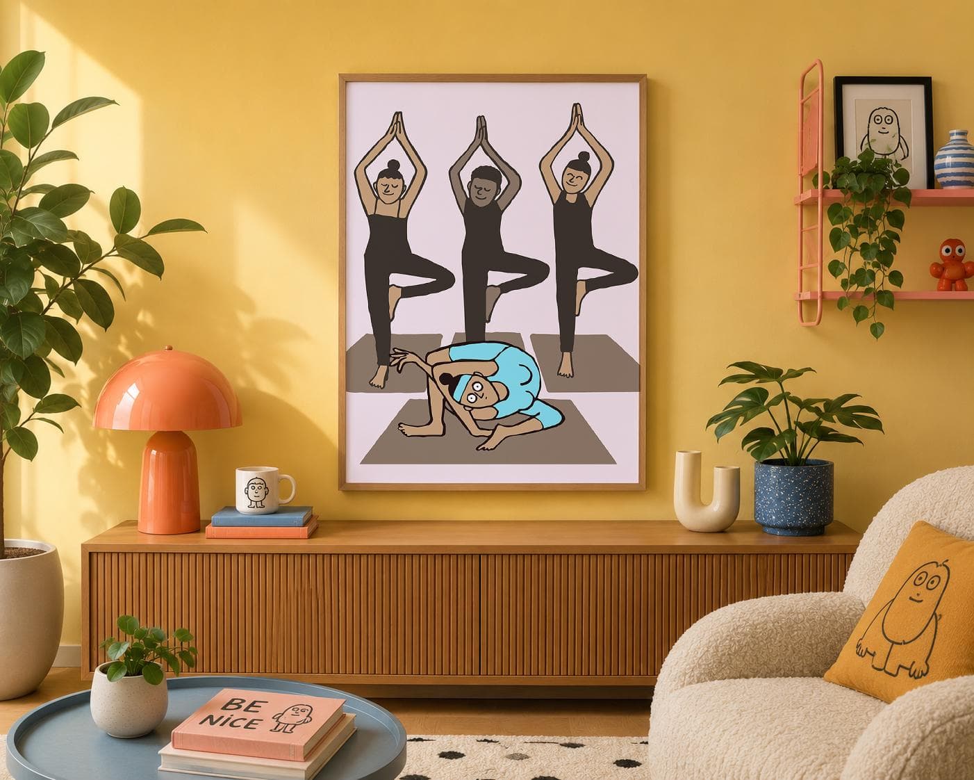 Jean Jullien - Yoga Class Print, Funny Yoga Pose Illustration Poster, Humorous Wellness Wall Art, Modern Minimalist Studio Decor - image 3