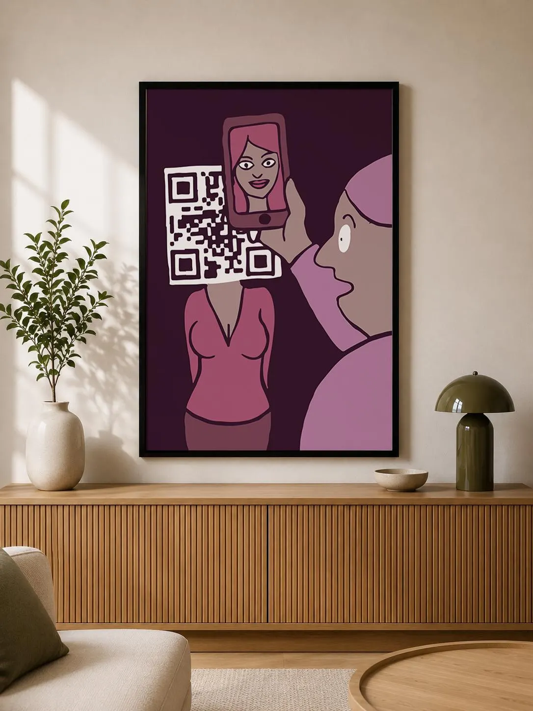 Jean Jullien - QR Code Identity Illustration Print, Digital Age Satire Wall Art, Modern Technology Poster, Digital Download, Gift Idea - image 5
