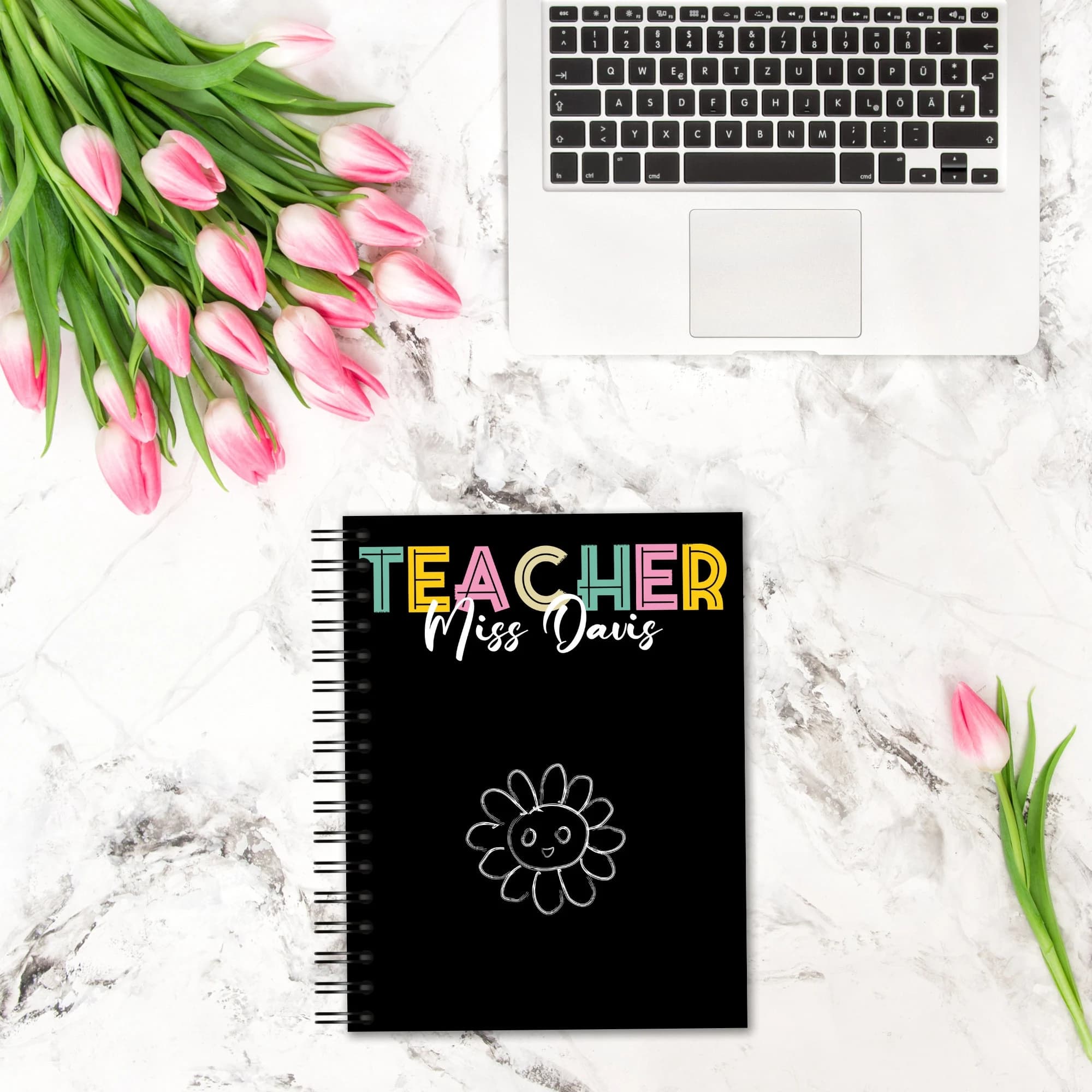 Personalized Teacher Notebook, Floral Chalk Design, Back to School - image 5