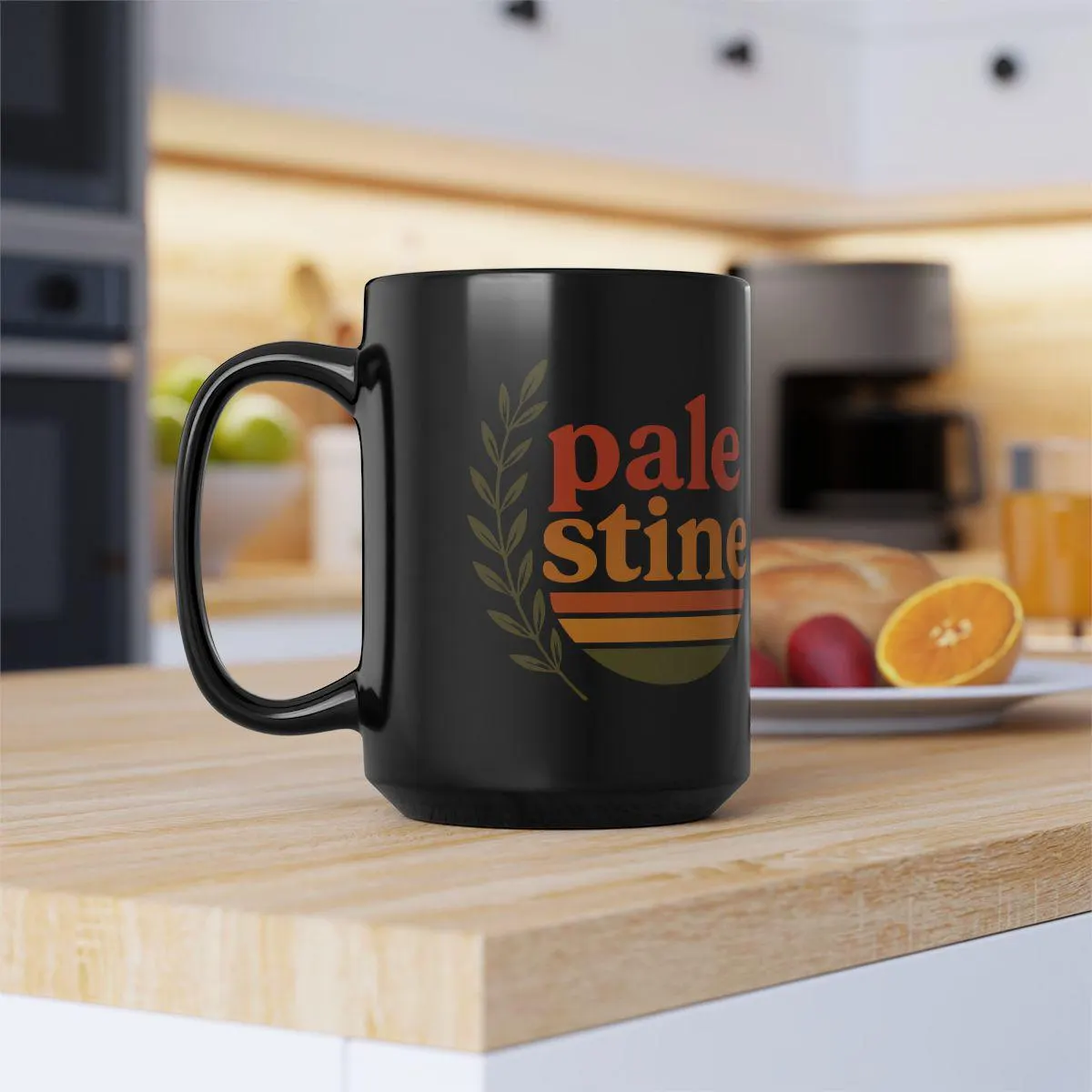 Retro Palestine Ceramic Mug: Olive Branch Design, Support Gaza - image 4