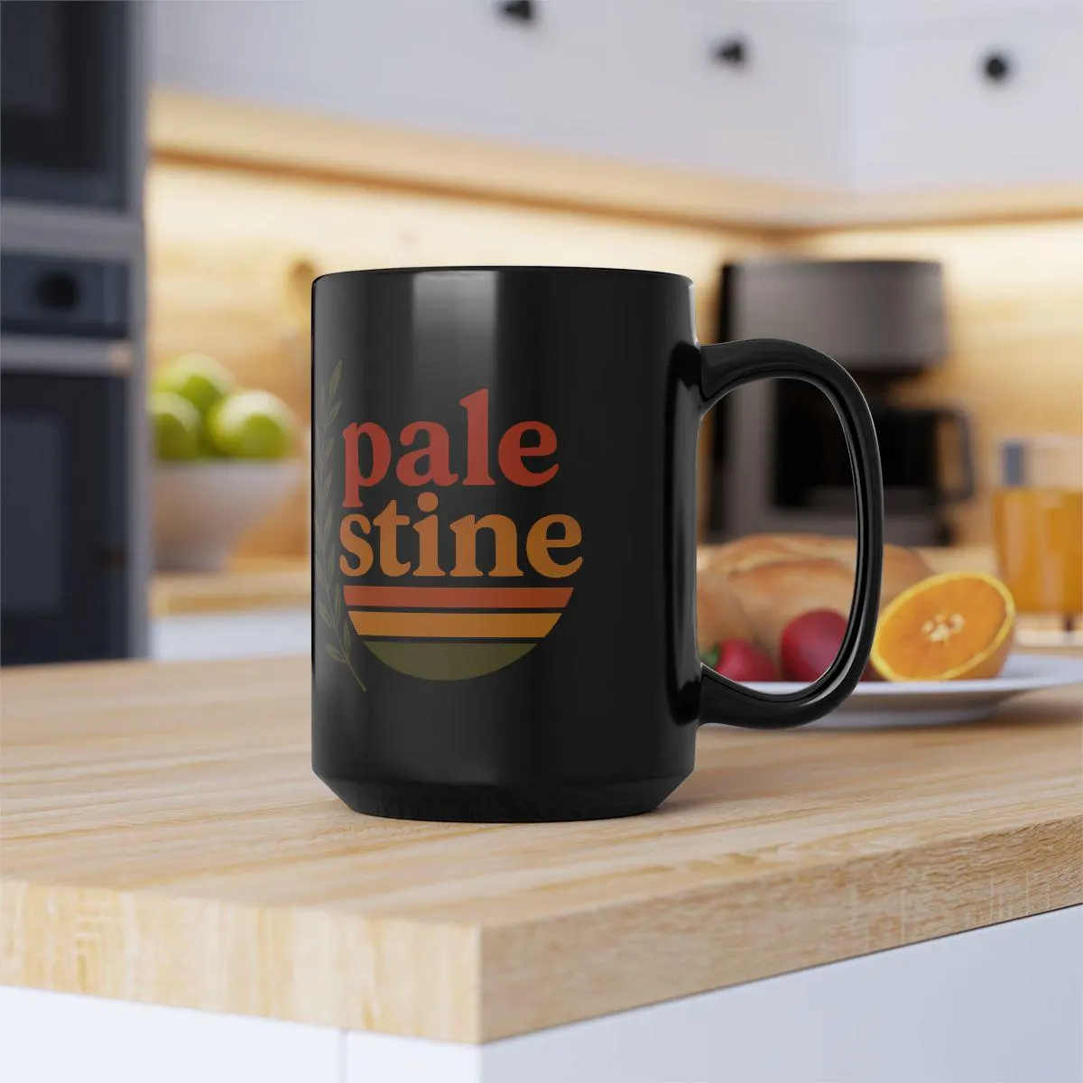 Retro Palestine Ceramic Mug: Olive Branch Design, Support Gaza - image 3