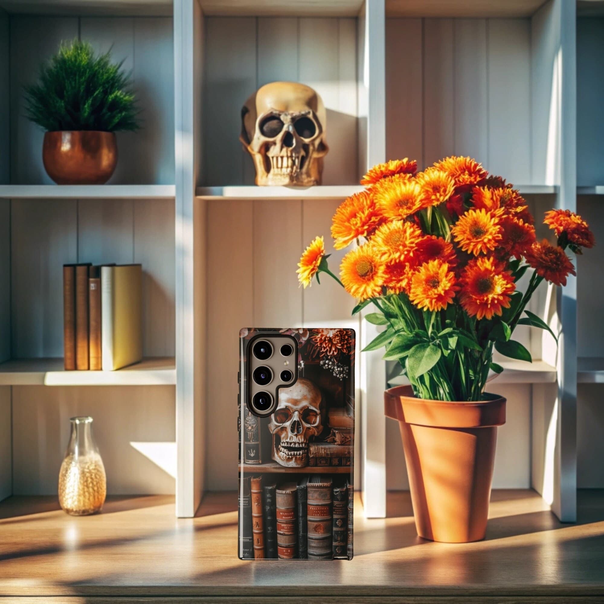 Gothic Bookshelf Phone Case, Dark Academia, PURPLE SKULL Floral Samsung Galaxy Iphone, tough case | glossy matte, S23 S22 S21 S20 Plus ultra - image 4