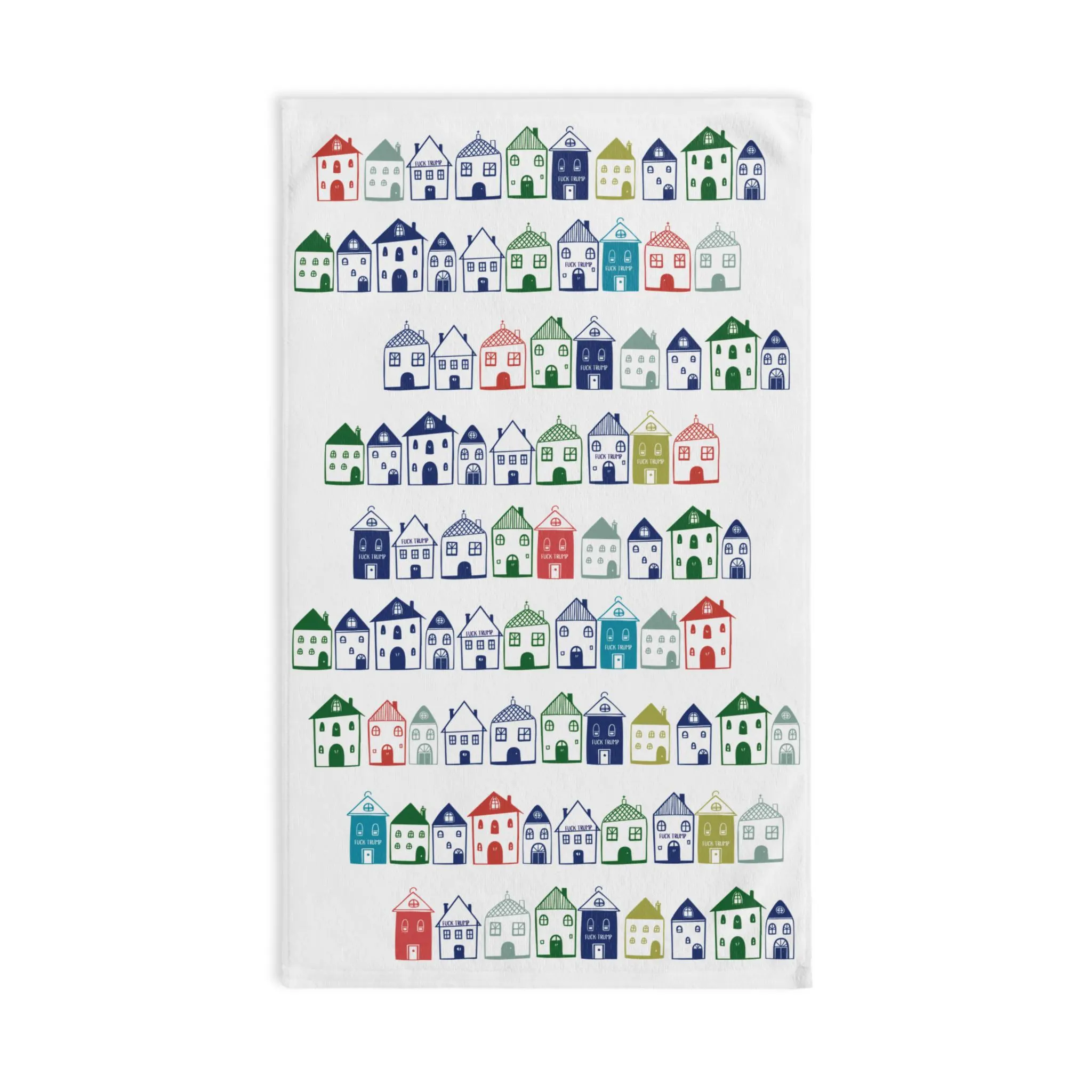 Subtle Anti Trump Boho Blue Houses Hand Towel, Fuck Trump Decor, Mother's Day Gift Kitchen Towel - image 4