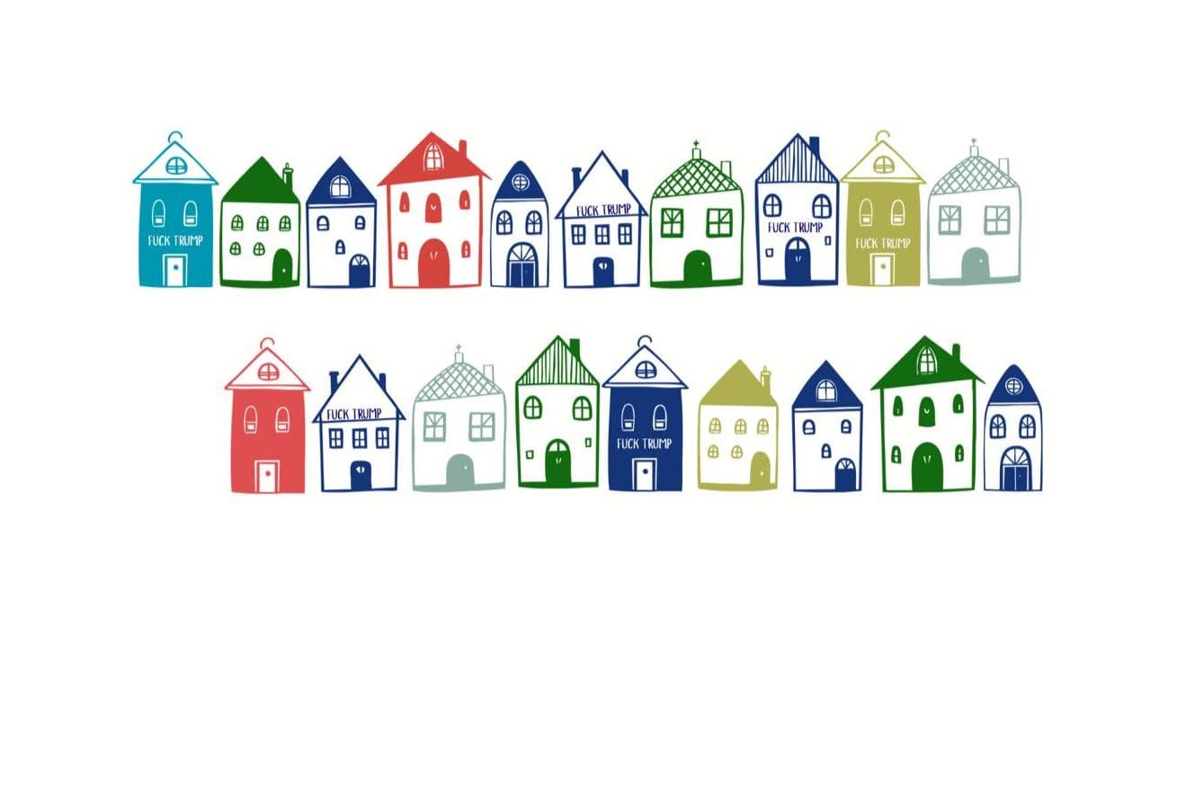 Subtle Anti Trump Boho Blue Houses Hand Towel, Fuck Trump Decor, Mother's Day Gift Kitchen Towel - image 3