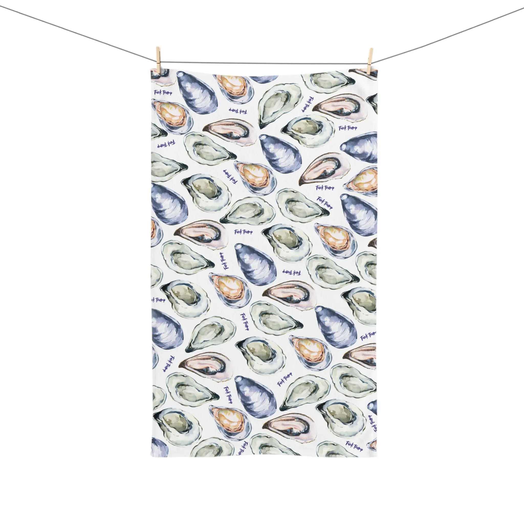 Oysters Subtle Fuck Trump Hand Towel, Anti Trump Boho Seafood Kitchen Foodie Cooking Decor Gift - image 5