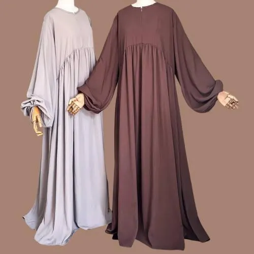 Lightweight Balloon Sleeve Abaya Modest/Maxi Dress Nursing & Wudhu Friendly Formal/Informal/Umrah/Hajj Teen-Adult Size M,L,XL - Namira2