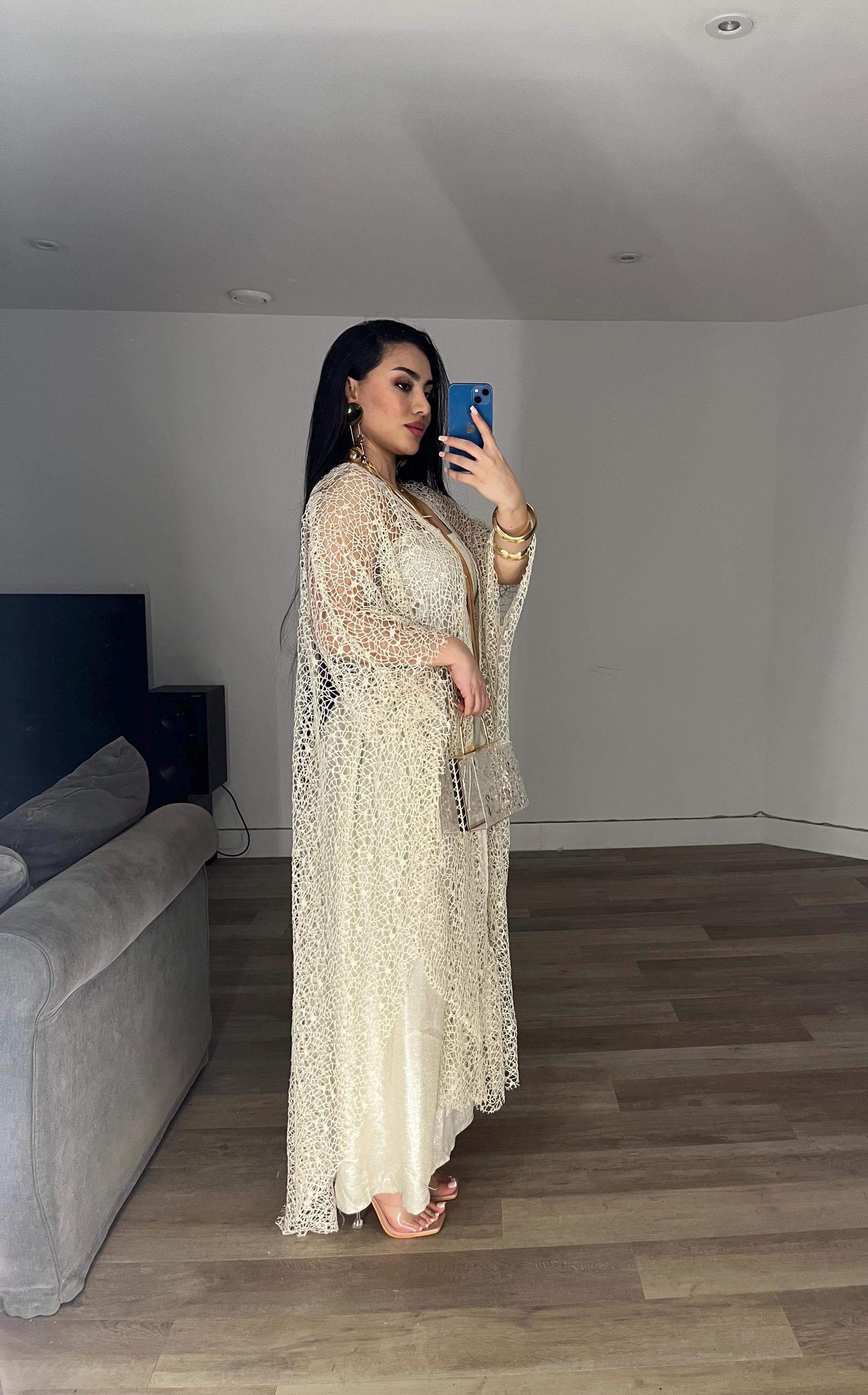 Luxury Lace Abaya: Two-Piece Free Size Dress - image 3