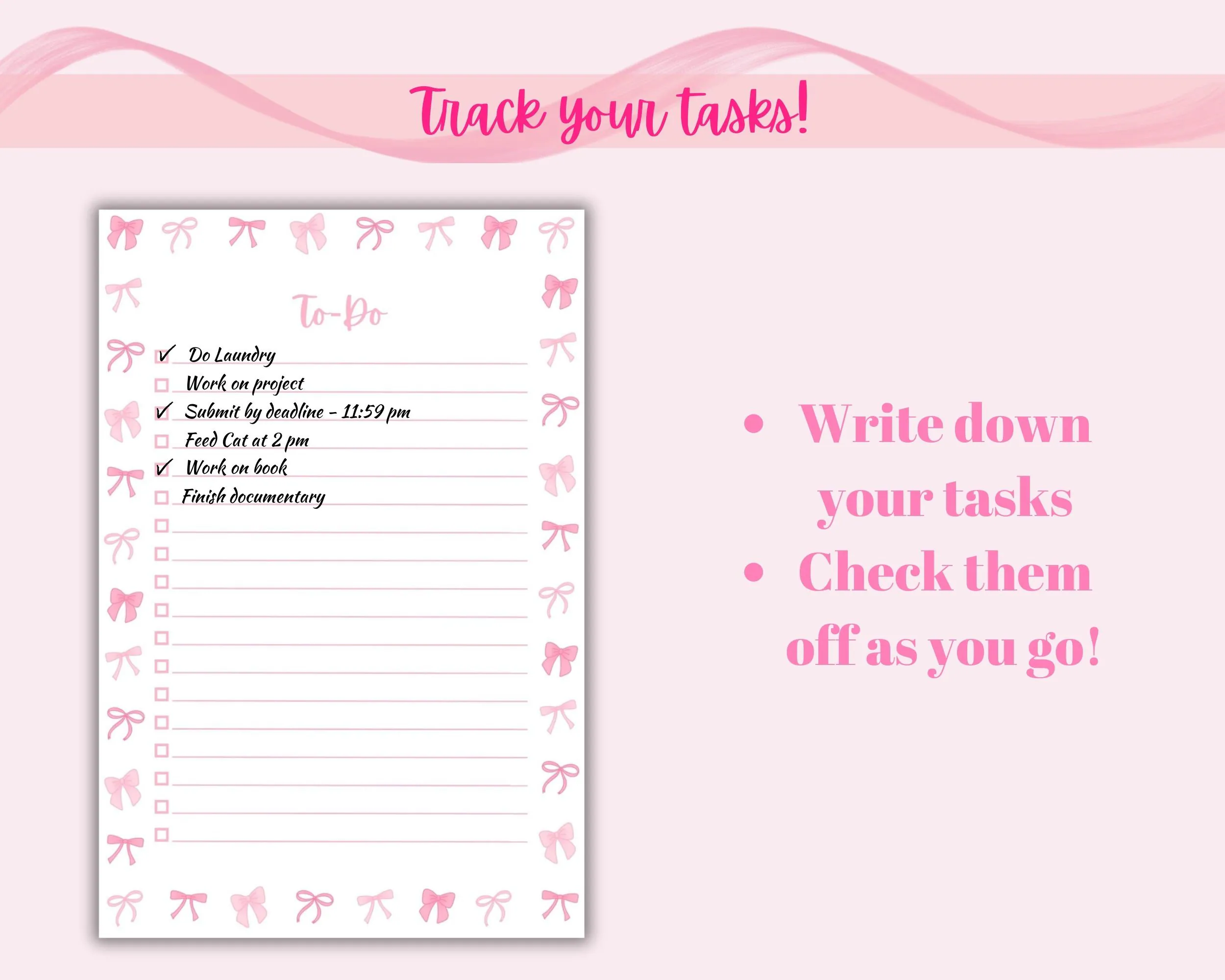 Simple Coquette Bow To-Do List and Brain Dump Pages - image 3