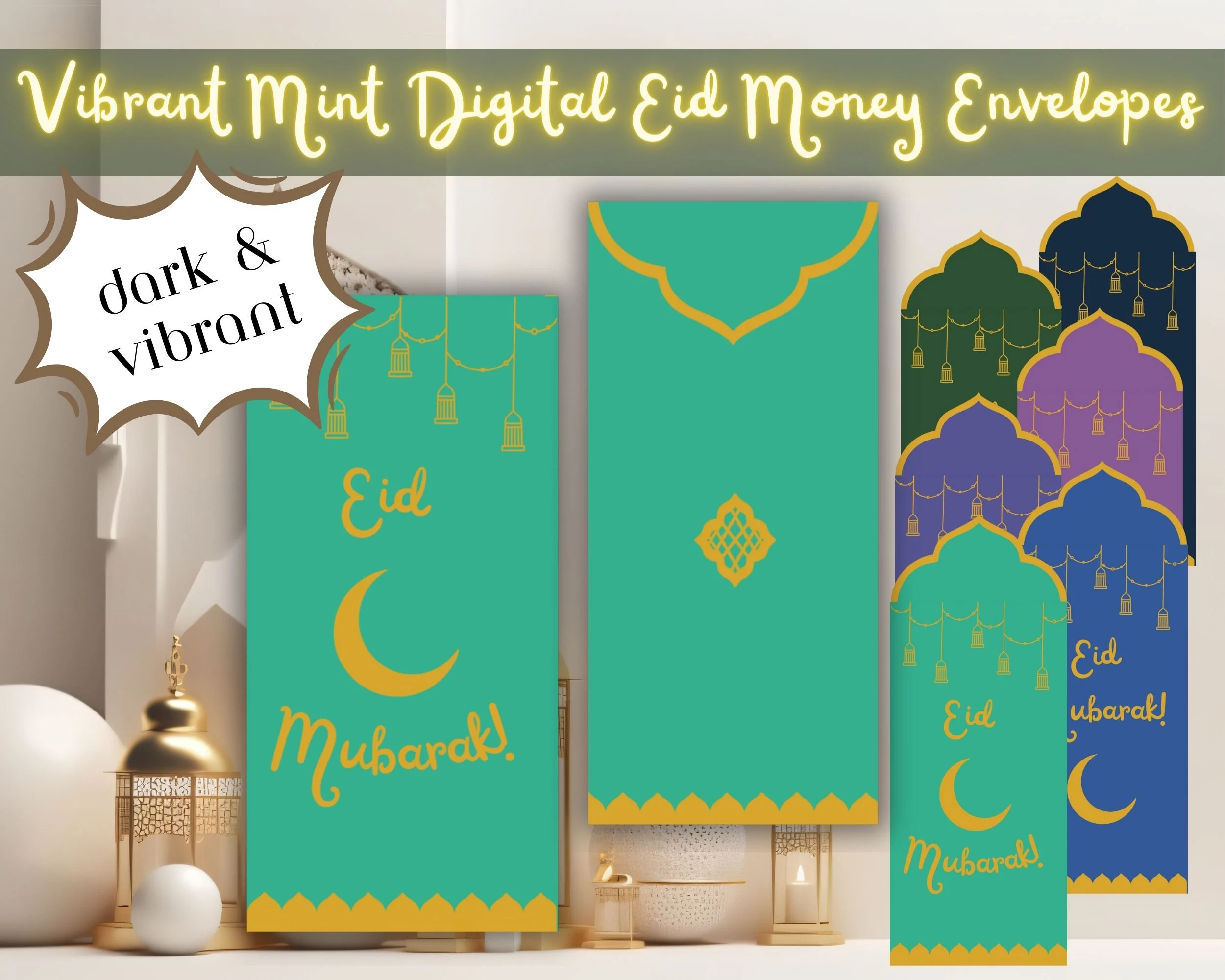 DIGITAL Vibrant Mint Eid Money Envelope