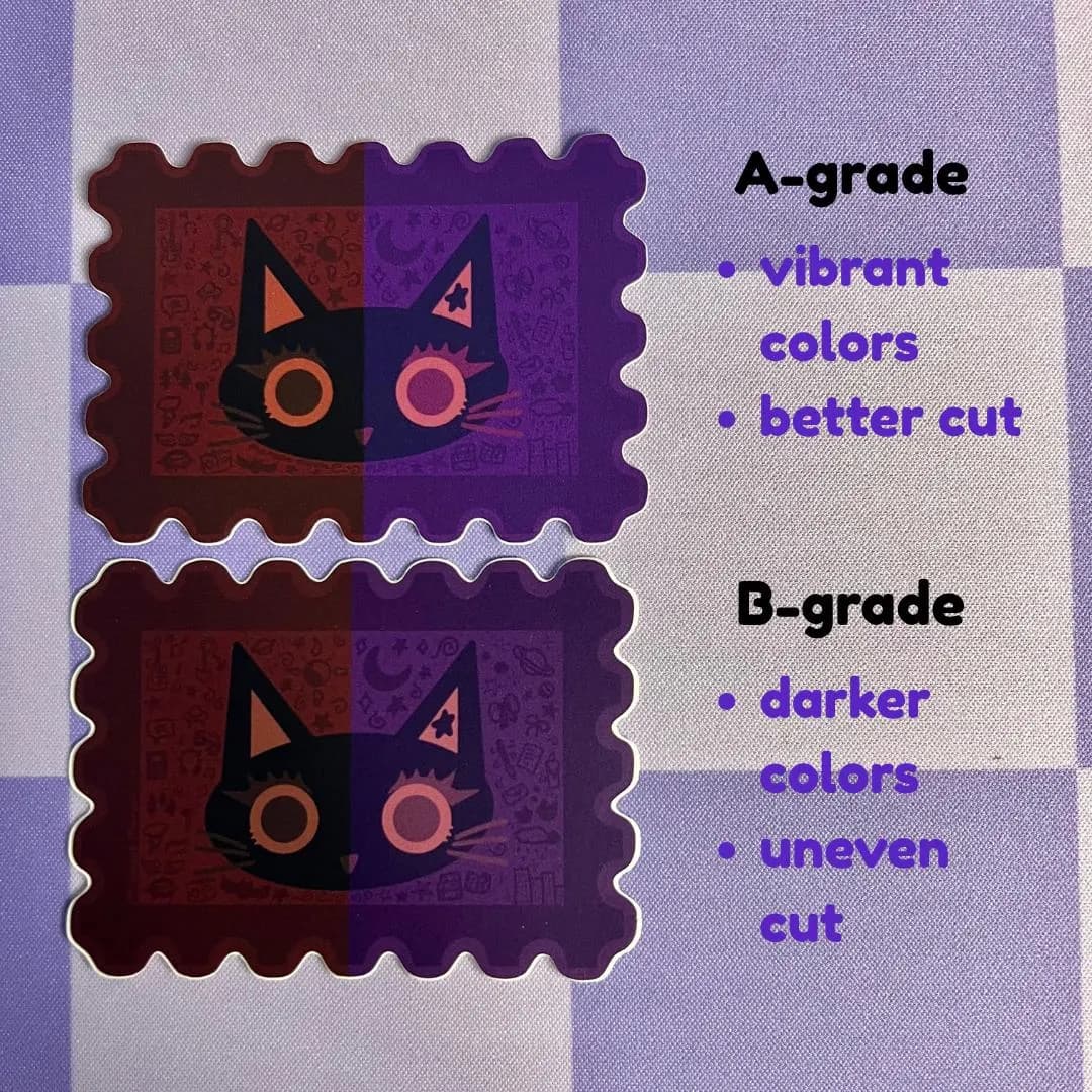 dual colored maroon and dark purple stamp black cat sticker - image 4