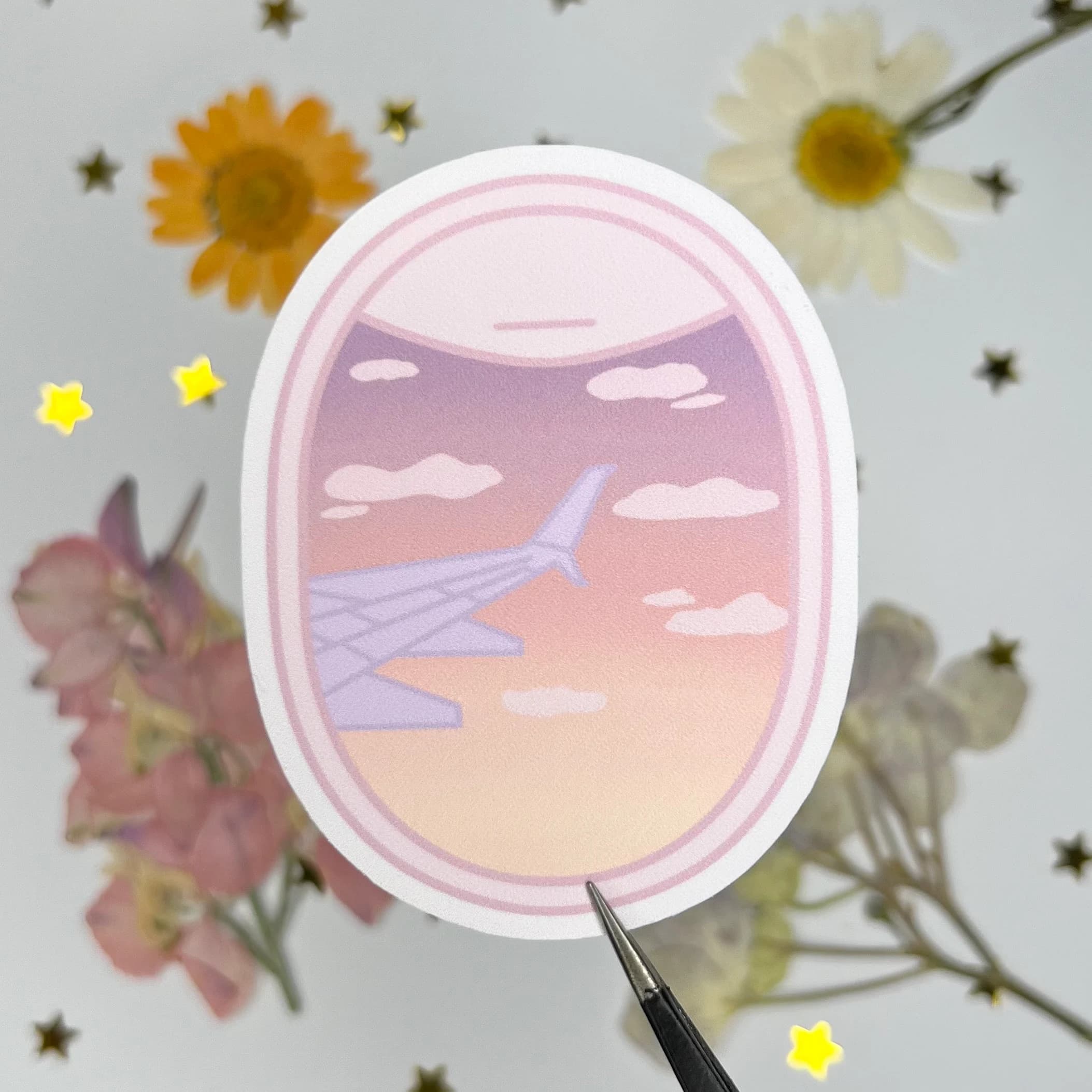 Pastel Sunrise Plane Window Sticker - image 2