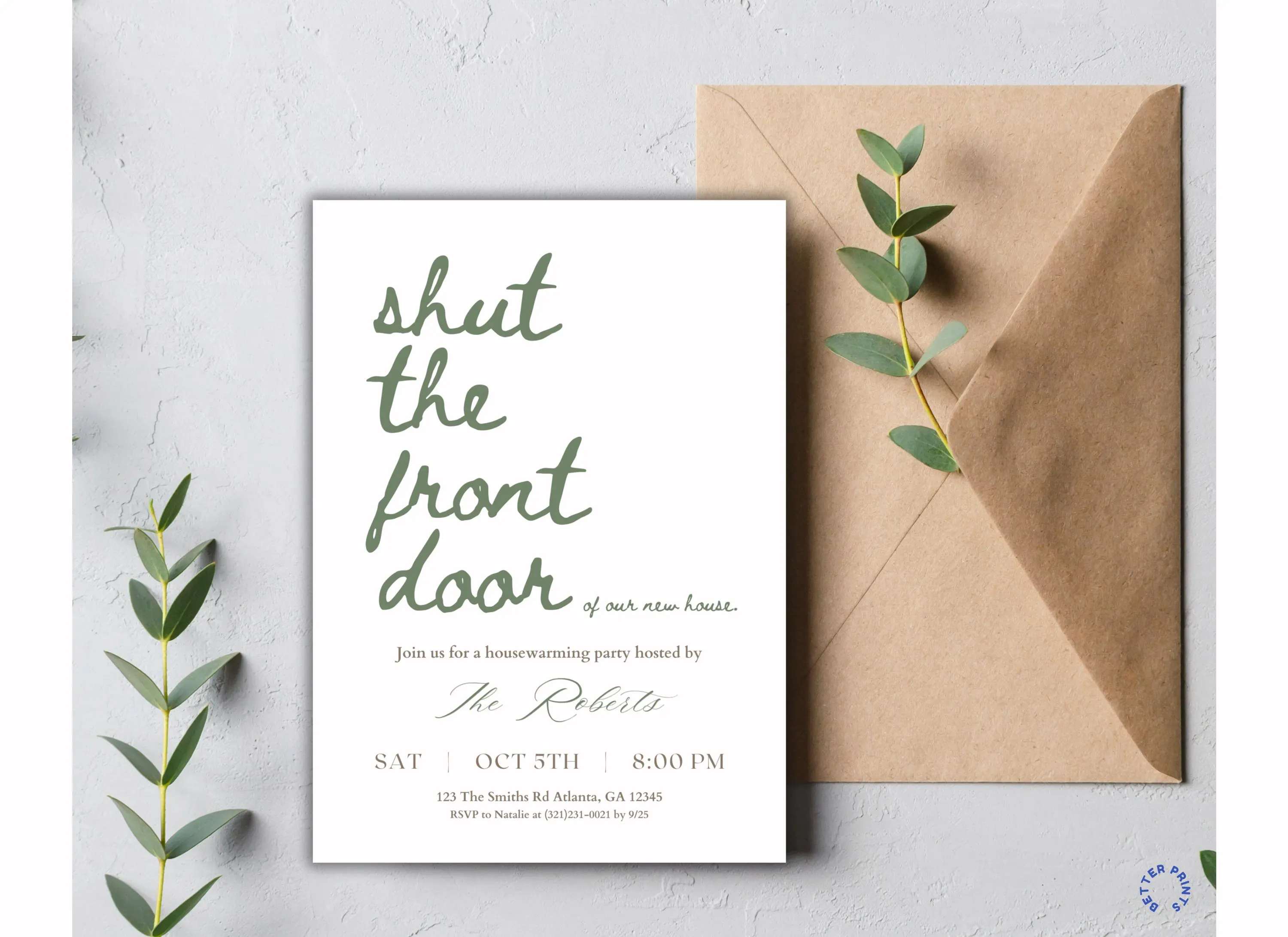 Shut the Front Door Housewarming Invitation, New Home Party Invite - image 3