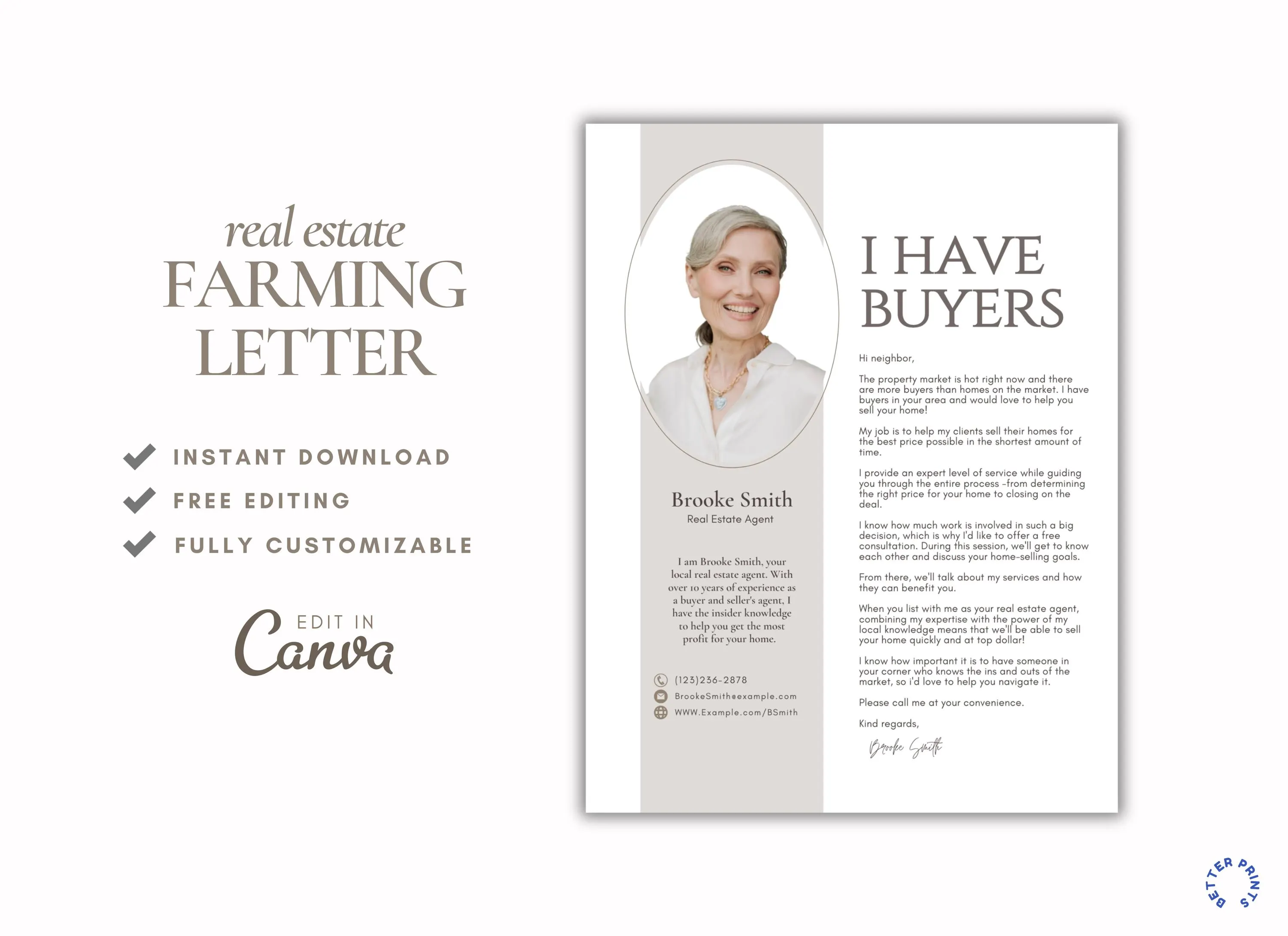 Realtor Introduction Letter Template, Real Estate Marketing Postcard (Digital Download) - image 3
