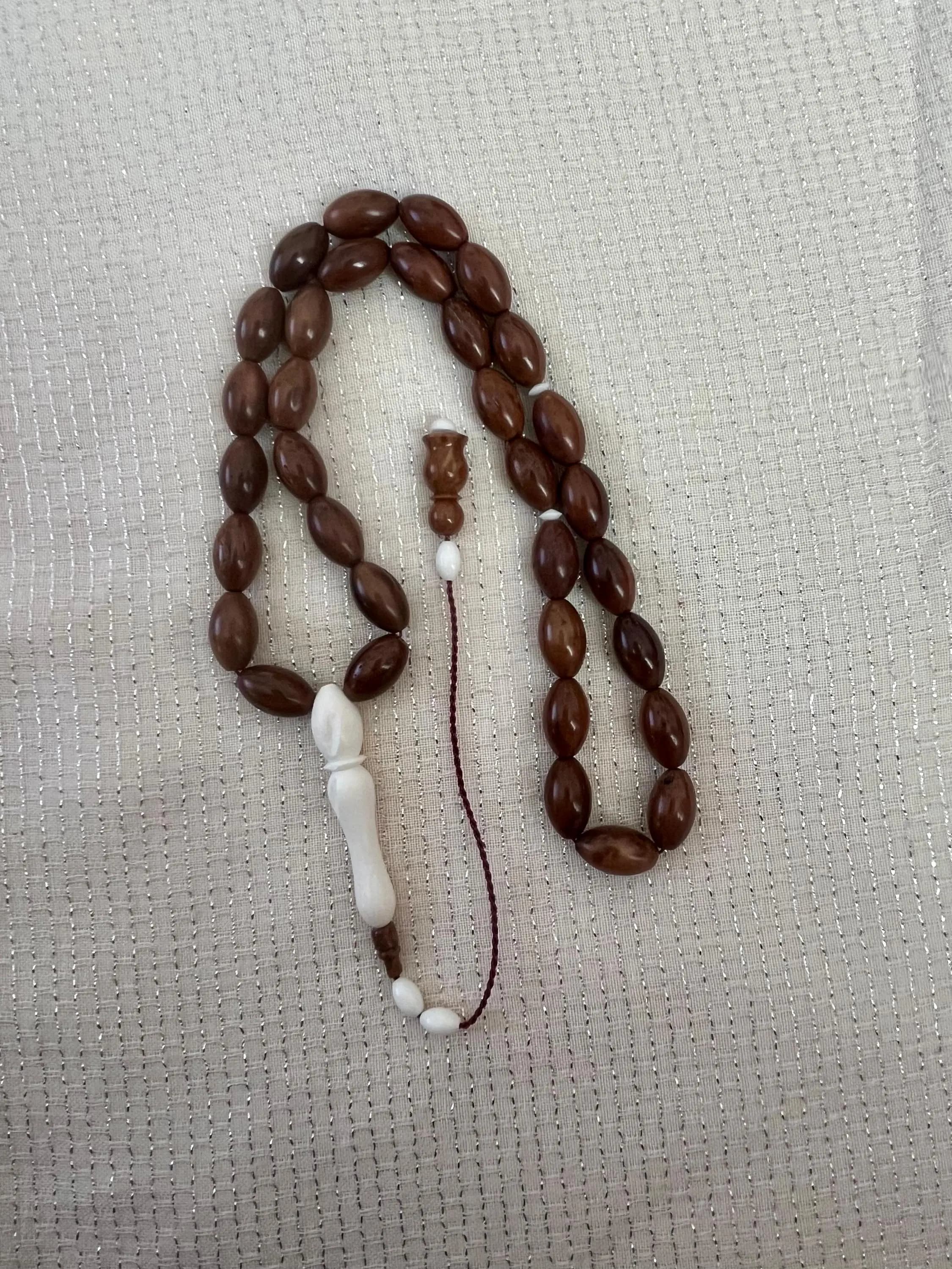 Handmade Kuka & Camel Bone Prayer Beads: 33-Bead Tasbih Misbaha - image 3