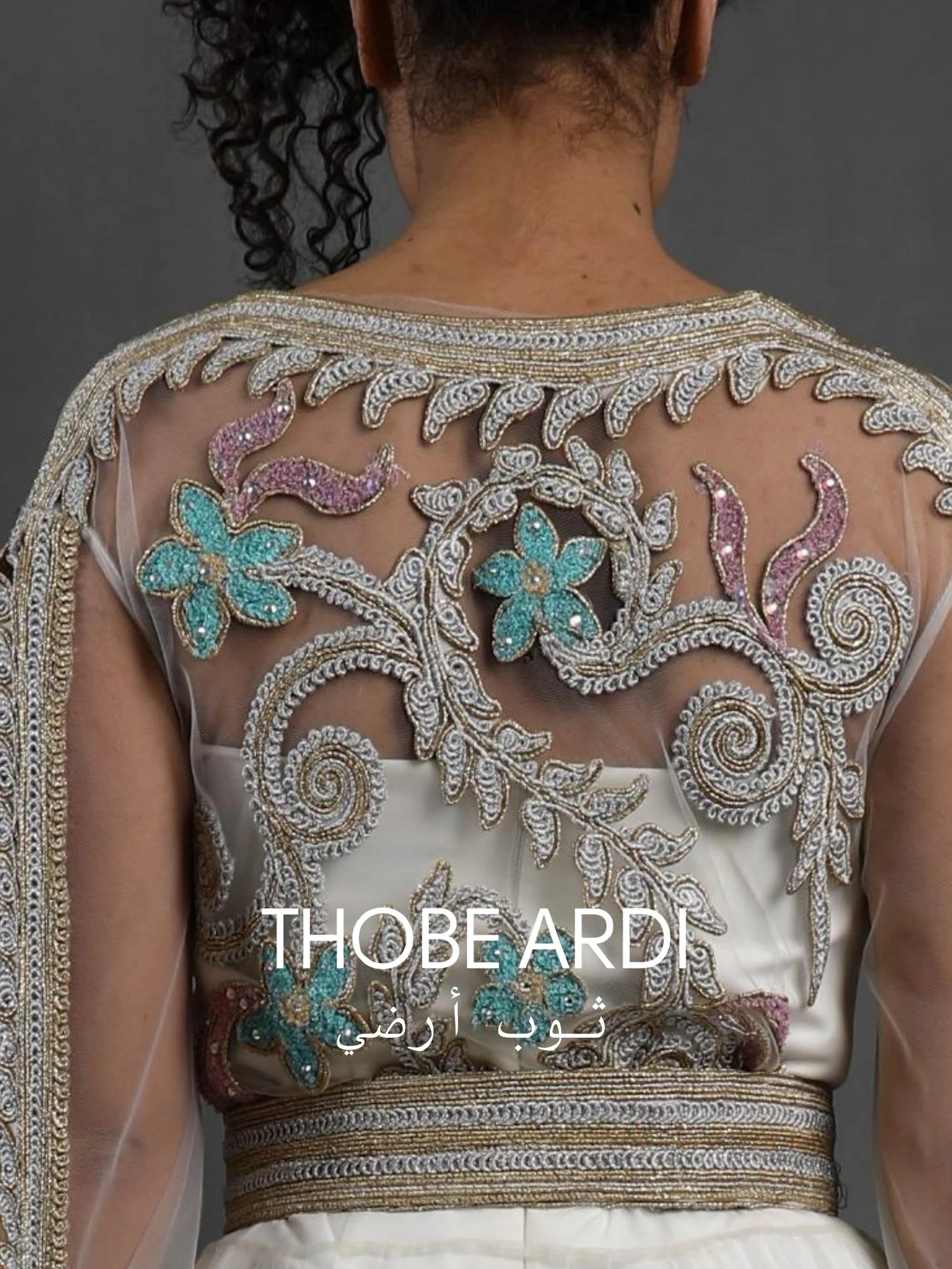 White Floral Embroidered Tulle Layered Kaftan | Women Bridal Caftan | Henna Night | Bindalli | Tulle Moroccan Women Dress | Arabic Wedding - image 3