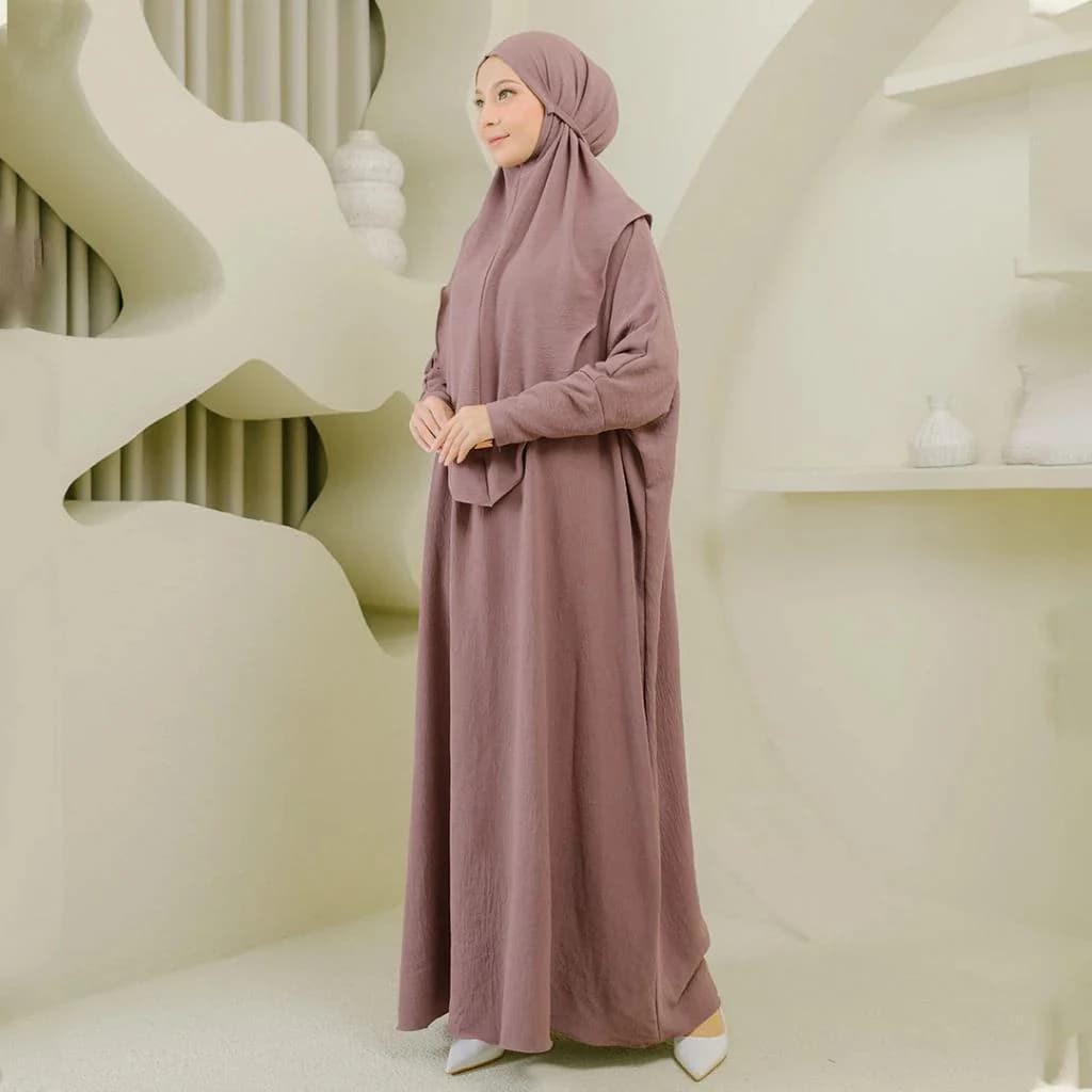 Crinkle Abaya Set | Premium Batwing Dress, Wudu & Busui Friendly - image 3